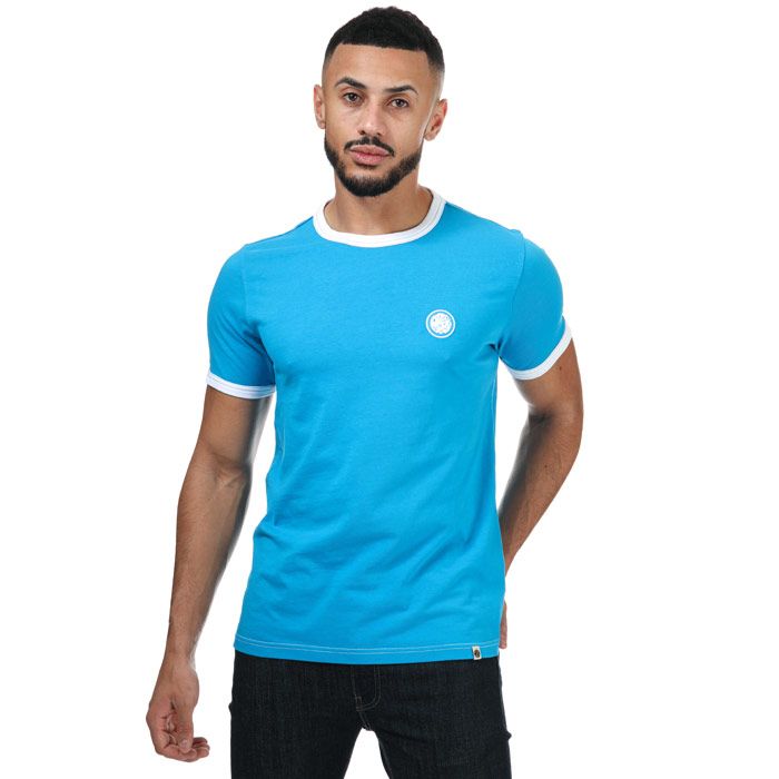 Men's Pretty Green Milford Ringer T-Shirt in Blue