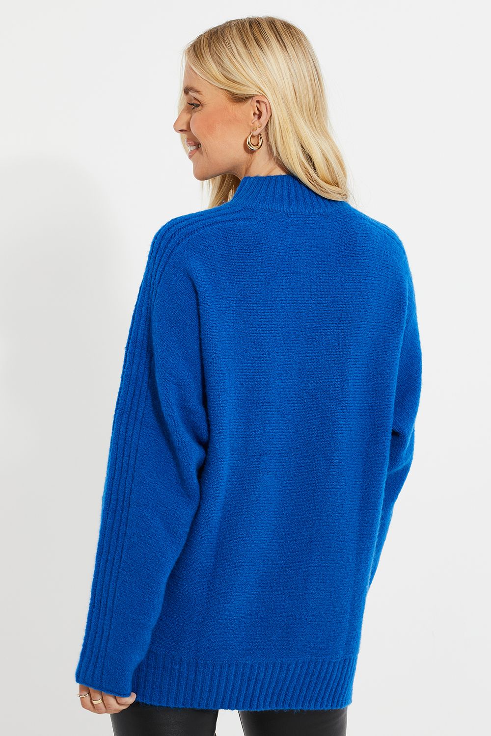 'Brick' Funnel Neck Jumper With Split Hem