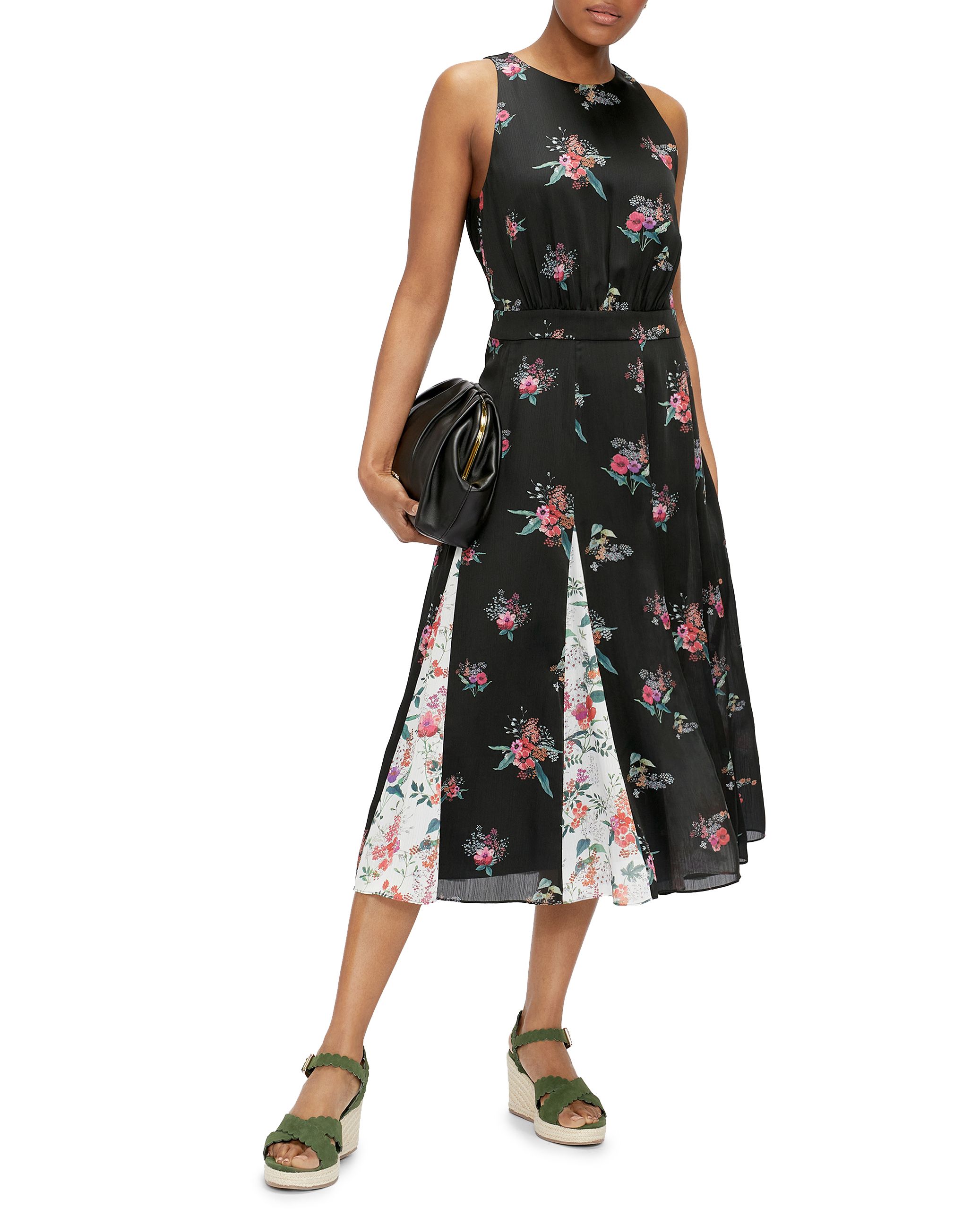 adriela fern forest deep v midi dress