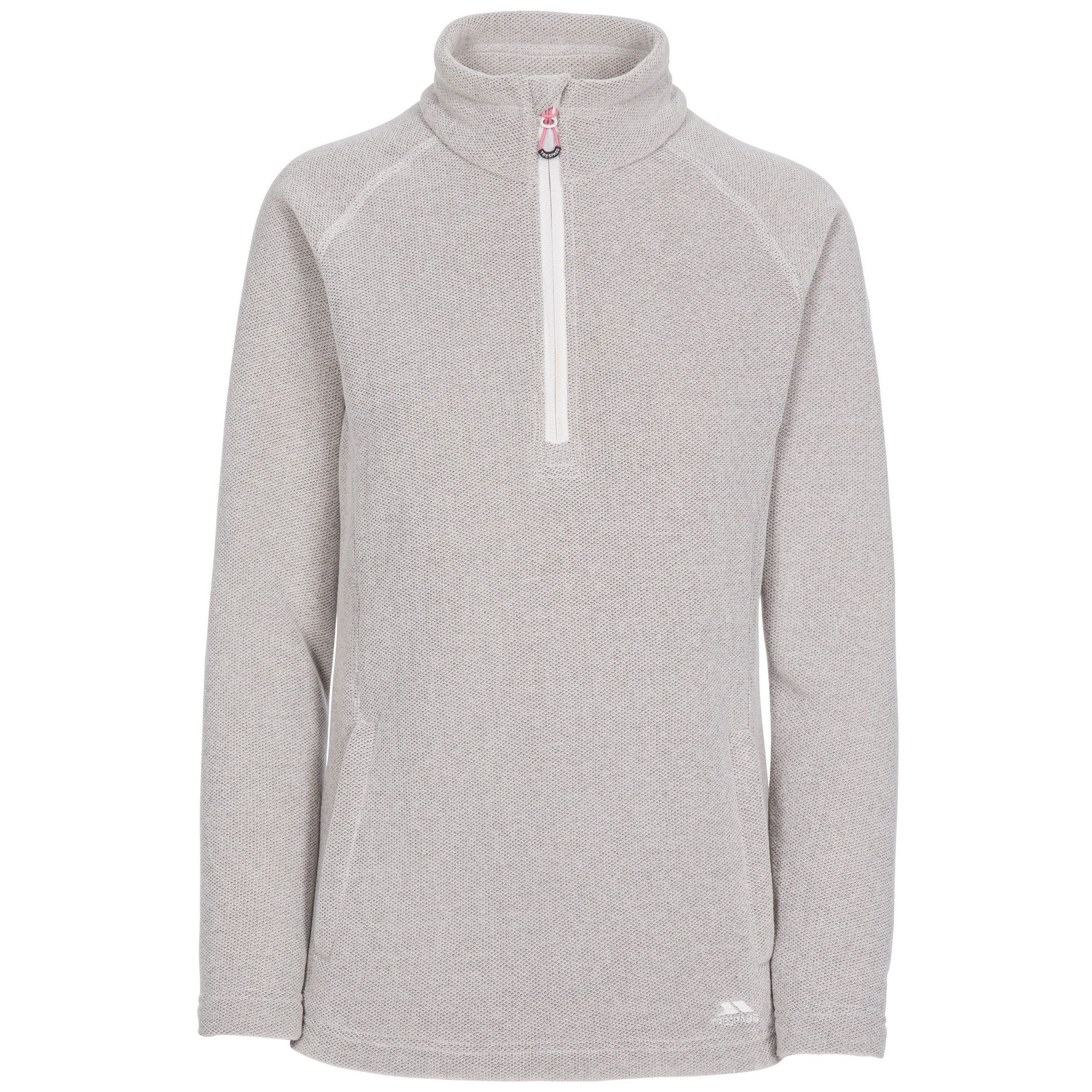 Textured fleece with a brushed back. 1/2 zip neck with chin guard. 2 zip pockets. Airtrap. 220gsm. 100% Polyester. Trespass Womens Chest Sizing (approx): XS/8 - 32in/81cm, S/10 - 34in/86cm, M/12 - 36in/91.4cm, L/14 - 38in/96.5cm, XL/16 - 40in/101.5cm, XXL/18 - 42in/106.5cm.