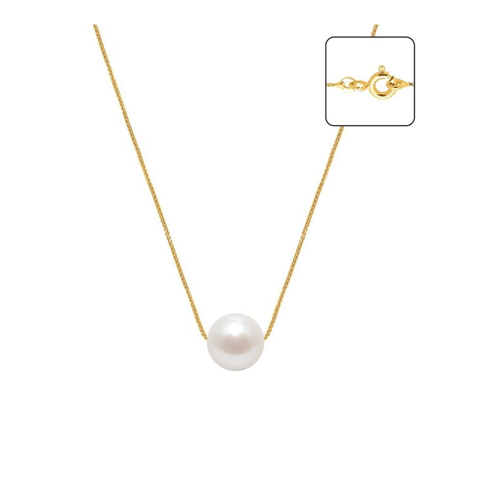 750/1000 yellow gold Venitian Chain and White Freshwater Cultured Pearl Woman Choker Necklace