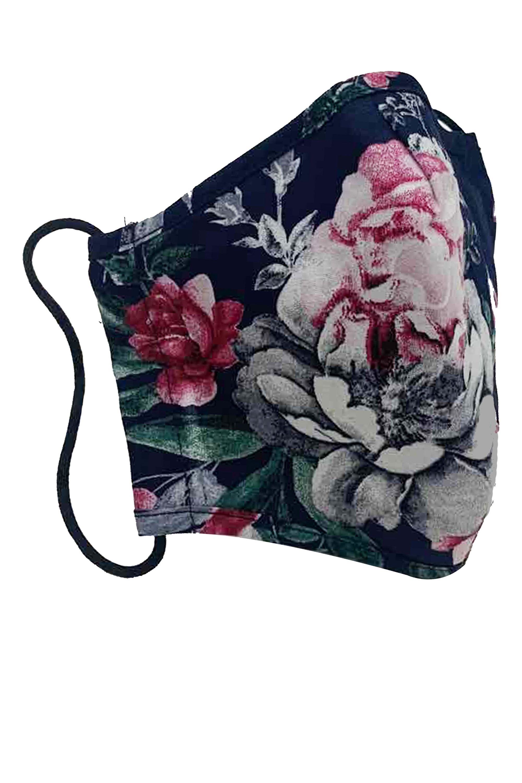 With a fresh print and comfortable cotton fabric, this Rose Floral Face Covering is easily washable and soft on your face. It's made from the end of our fabric rolls, so it's sustainable and kind to the planet.Please remember it is a non-medical mask and not PPE. Wash your hands before and after putting on the covering. One Poundfrom each covering is donated to Sufra, a charity that supports and provides food for people in extreme poverty.  100% Cotton, Lining:100% Cotton