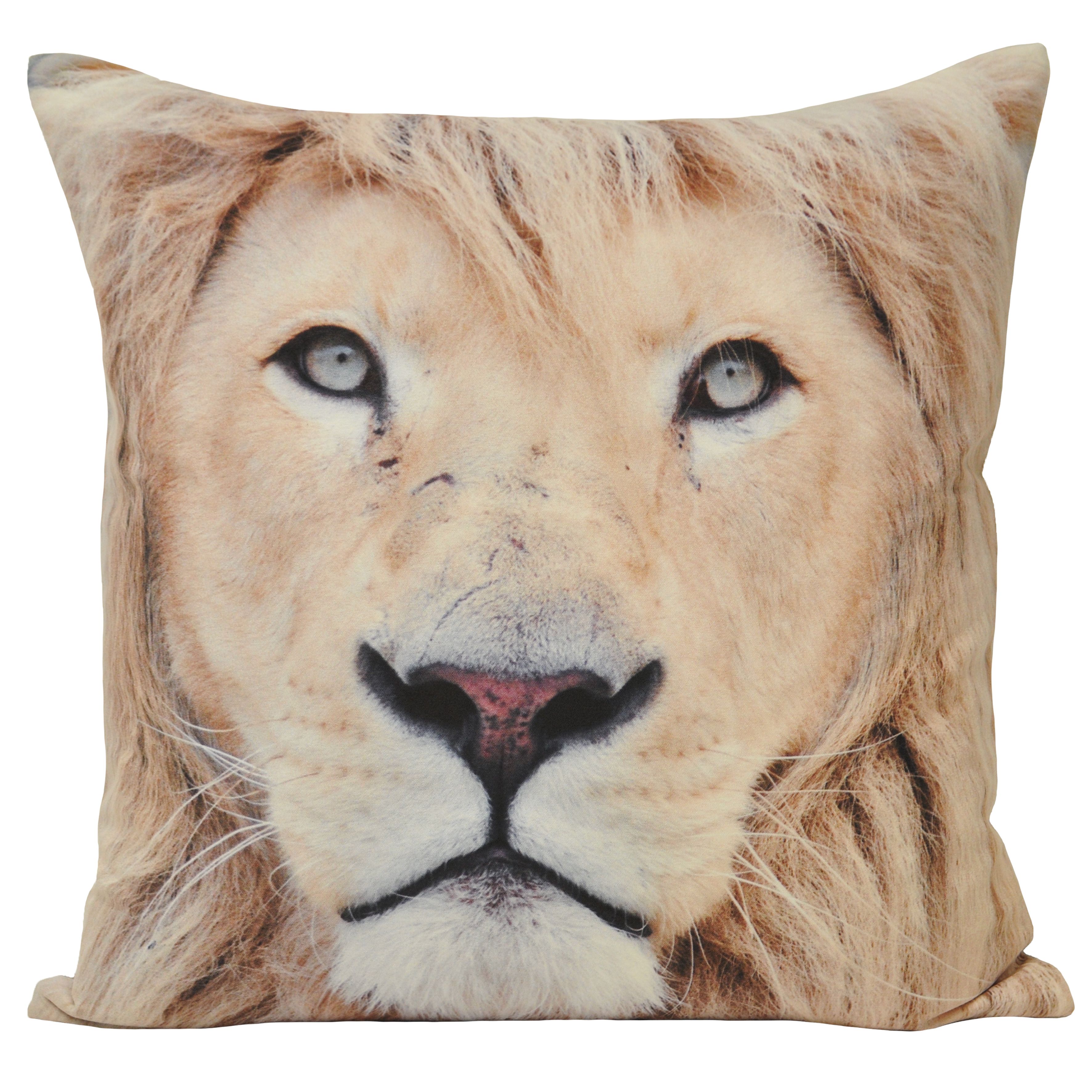 Show your wild side with the Paoletti Lion Animal Polyester Filled Cushion. Featuring a realistic print of a gorgeous white lion surrounded by its majestic mane it will be a definite talking point. This soft Polyester Filled Cushion is made of faux suede fabric giving it that notable leather-like feel with no harm to any animals in the process. With a hidden zip closure nothing will take away from this cushions unique design. Created with 100% hard-wearing polyester this will be a cushion you'll love for years to come. Unlike most faux suede this Polyester Filled Cushion is fully machine washable at 40 degrees, however we do not recommend using an iron.