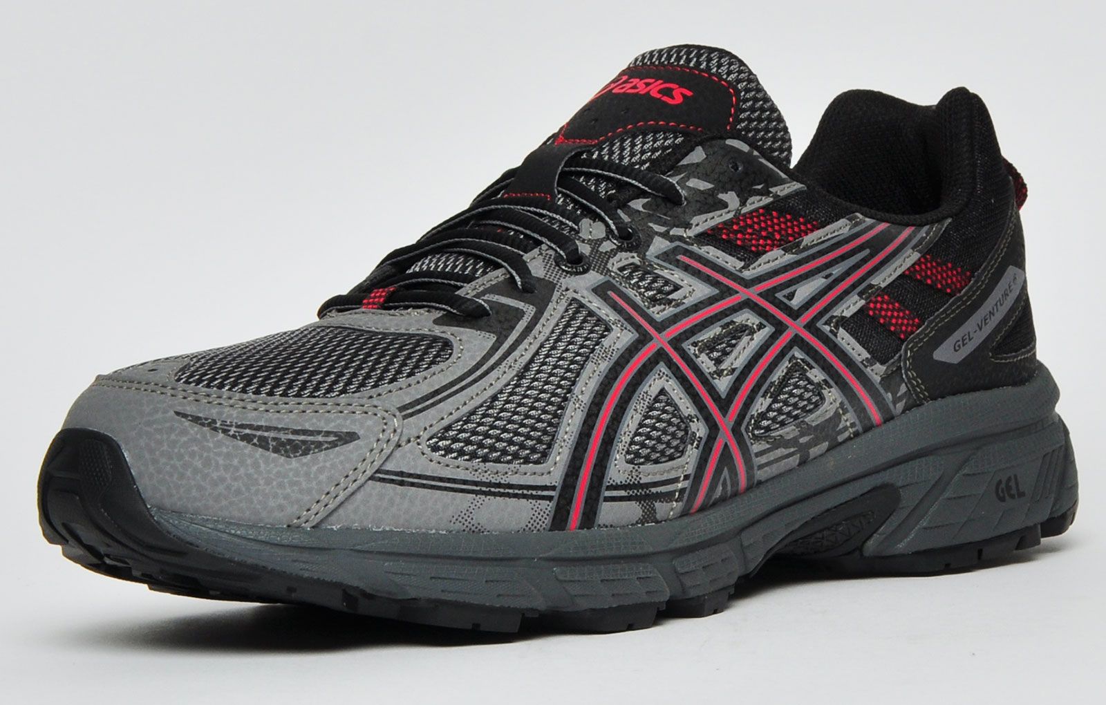 <p>These Asics Gel Venture 6 men’s all-terrain trail running shoes will provide excellent support and traction no matter what comes your way. Featuring a practical lugged outsole that offers grip on uphill and downhill conditions. Whether you’re a beginner or professional, these all terrain running shoes are perfect for you! Engineered from a fusion of textile mesh and synthetic materials, these Asics Gel Venture 6 men’s all-terrain running shoes feature a practical lightweight design with maximum performance capabilities, the Asics Venture 6 is a must have on and off road shoe that will deliver on every front.</p> <p>- Textile mesh upper construction enhances ventilation </p> <p>- Supportive synthetic overlays deliver the perfect fit </p> <p>- Stitched Toe Bumper delivers extra protection against trail hazards</p> <p>- Removable Sockliner delivers super comfy wear</p> <p>- Reaarfoot Gel cushioning system delivers shock resistance</p> <p>- Trustic system reduces weight whilst upkeeping the support </p> <p>- Asics Branding throughout</p>