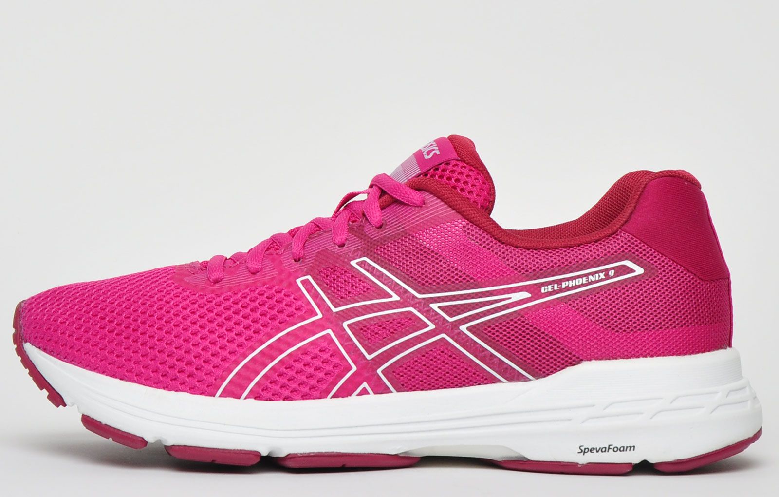 These Asics Gel Phoenix 9 womens running shoes are the ideal choice of supportive lightweight, cushioned running shoes to push you further mile after mile. These superior womens running shoes feature a rearfoot Gel cushioning system to absorb shock during the impact phase and allow for smoother transitions, whilst a textile, mesh and synthetic mix upper keeps feet comfortable and fresh mile after mile. 
 - Breathable textile mesh upper 
 - Secure lace up fastening system 
 - Durable synthetic overlays 
 - Cushioned inner enhances comfort 
 - SpEva midsole delivers excellent energy return and cushioning 
 - AHAR+ outsole delivers superior grip and durability 
 - Gel cushioning adds impact protection 
 - Soft cushioned heel and ankle collar
 - Asics branding throughout
