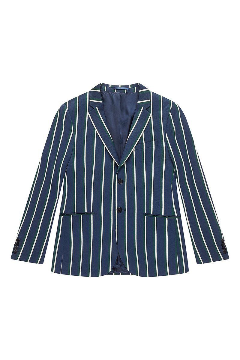 Lockstock Ascot stripe suit blazer in navy cream green