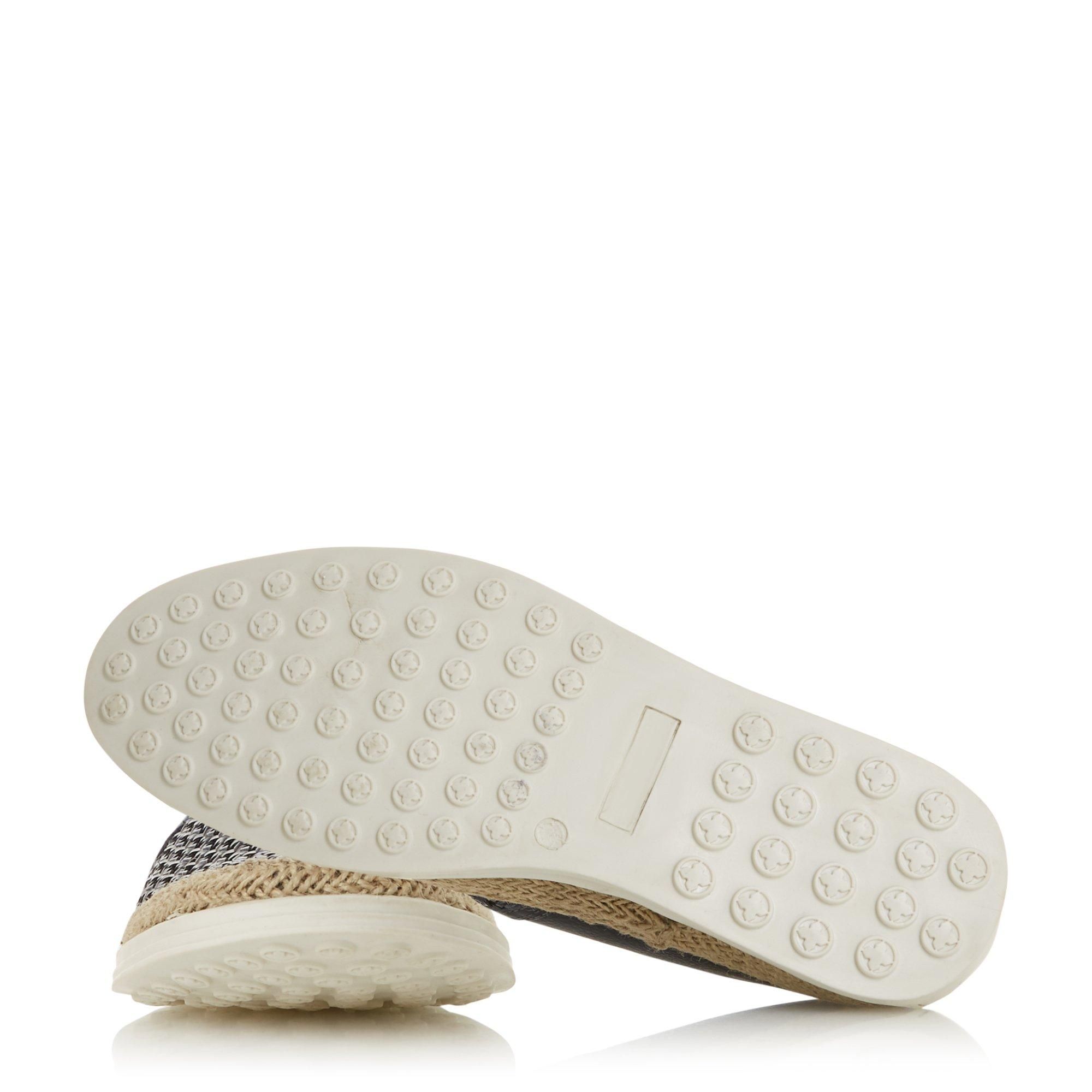 Refresh your summer edit with the Barolo shoe from Dune London. Showcasing a classic slip-on design with an espadrille trimmed sole. It features a stylish woven finish with elasticated inserts for comfort.