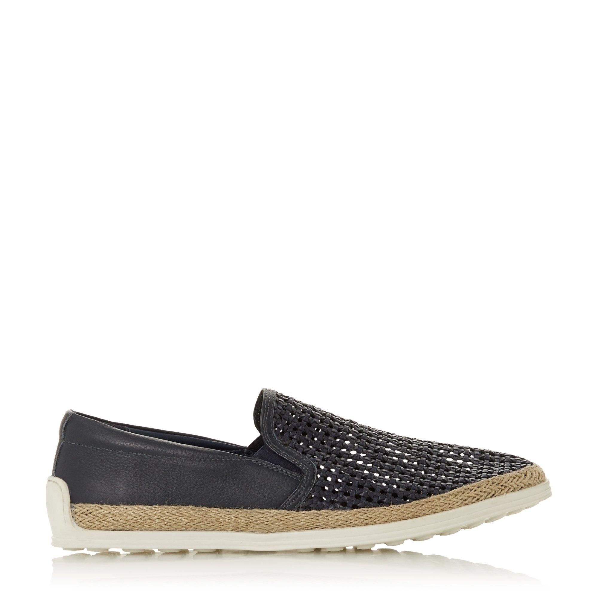 Refresh your summer edit with the Barolo shoe from Dune London. Showcasing a classic slip-on design with an espadrille trimmed sole. It features a stylish woven finish with elasticated inserts for comfort.