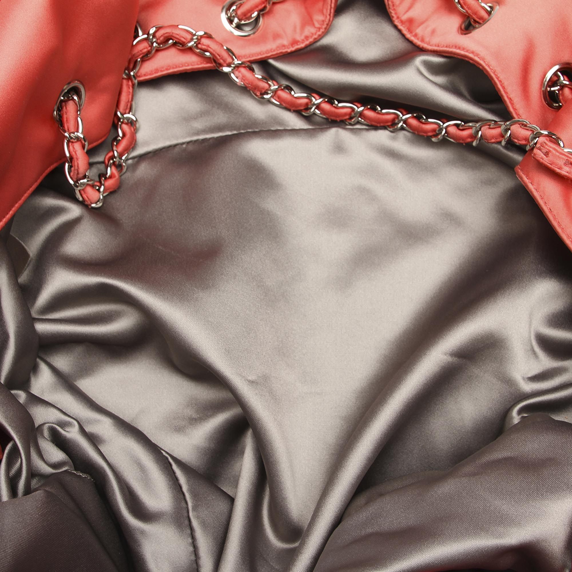 Vintage Chanel Melrose Cabas Satin Shoulder Bag Pink