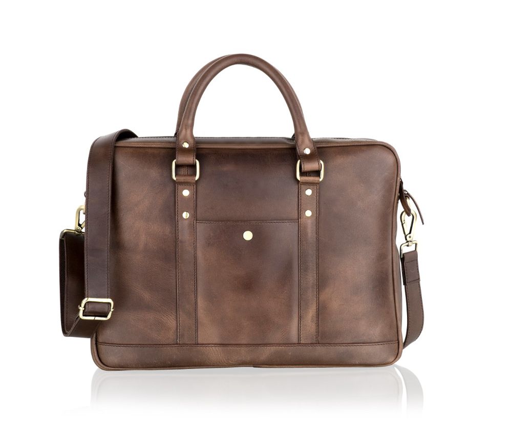 Woodland Leather Brown Landscape Tote Style Satchel Briefcase Central ...