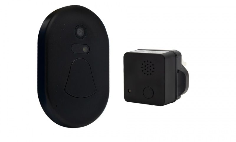 The Wireless Smart Camera Doorbell Black supports photo-taking only, it doesn not support real-time monitoring and video-recording.  Power supply: 2 x AAA Batteries.  Rated voltage: 100V-240V AC.  Plug type: US Plug.  Scope of application: RF(radion frequency)30m + WIFI30m.  Night vision range: 5m.  Mounting Mode: 3M Double-Sided Tape/ Screw-fixed.  Camera lens: 80°Visible Angle + F2.8 Aperture.  Picture resolution: 480x272.  Image sensor: 1/4 CMOS.  Supporting APP: eye4(for iOS/Android system).  Alarm: Buzzer.   Box contains:  1 x Indoor unit, 1 x Outdoor unit (batteries not included), 1 x Manual