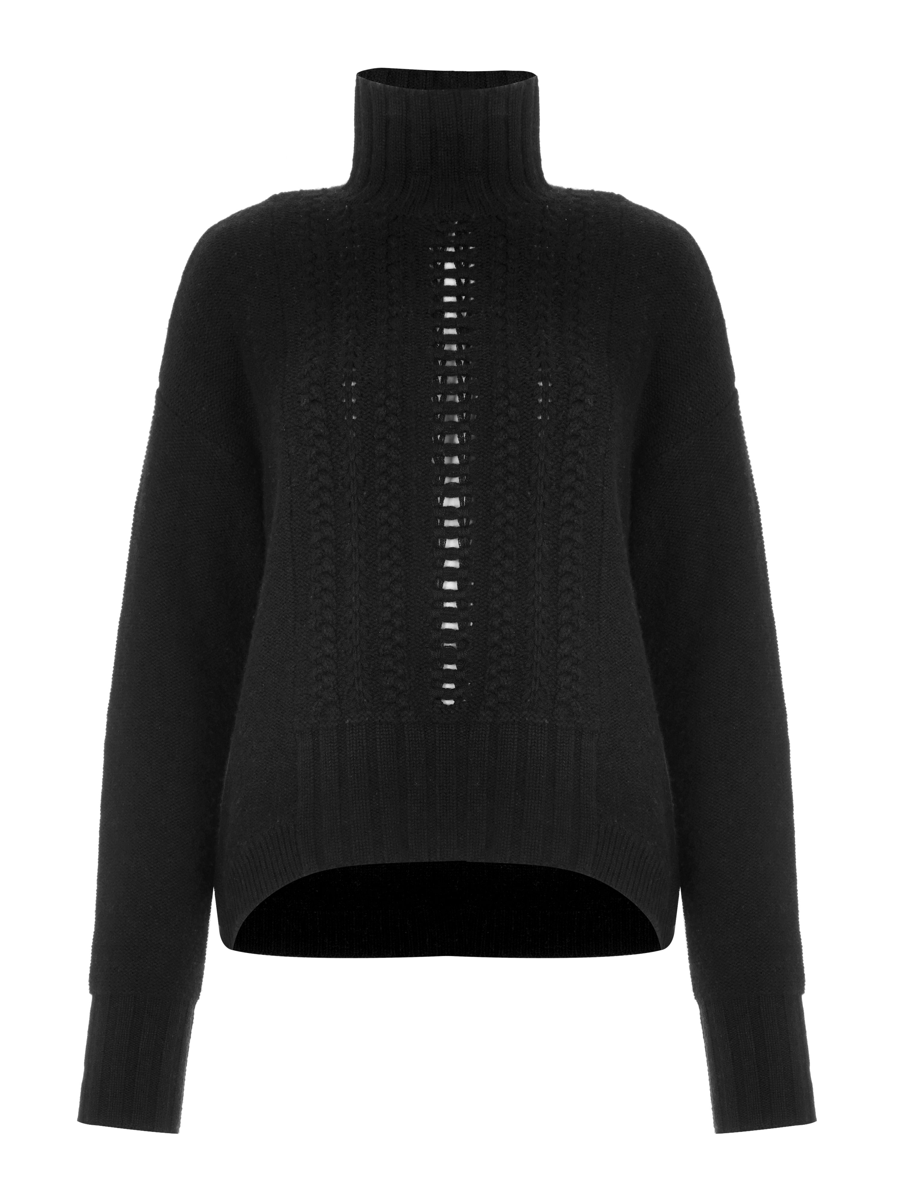 Ladies Wool Cable Polo Necked Jumper