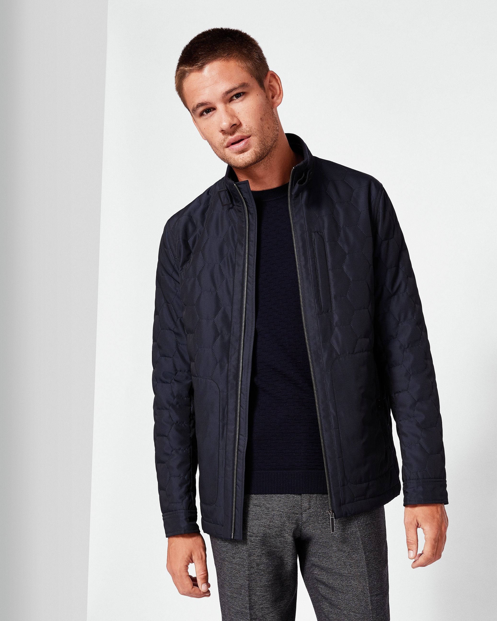 Ted Baker Dalway Geo Quilted Jacket, Navy