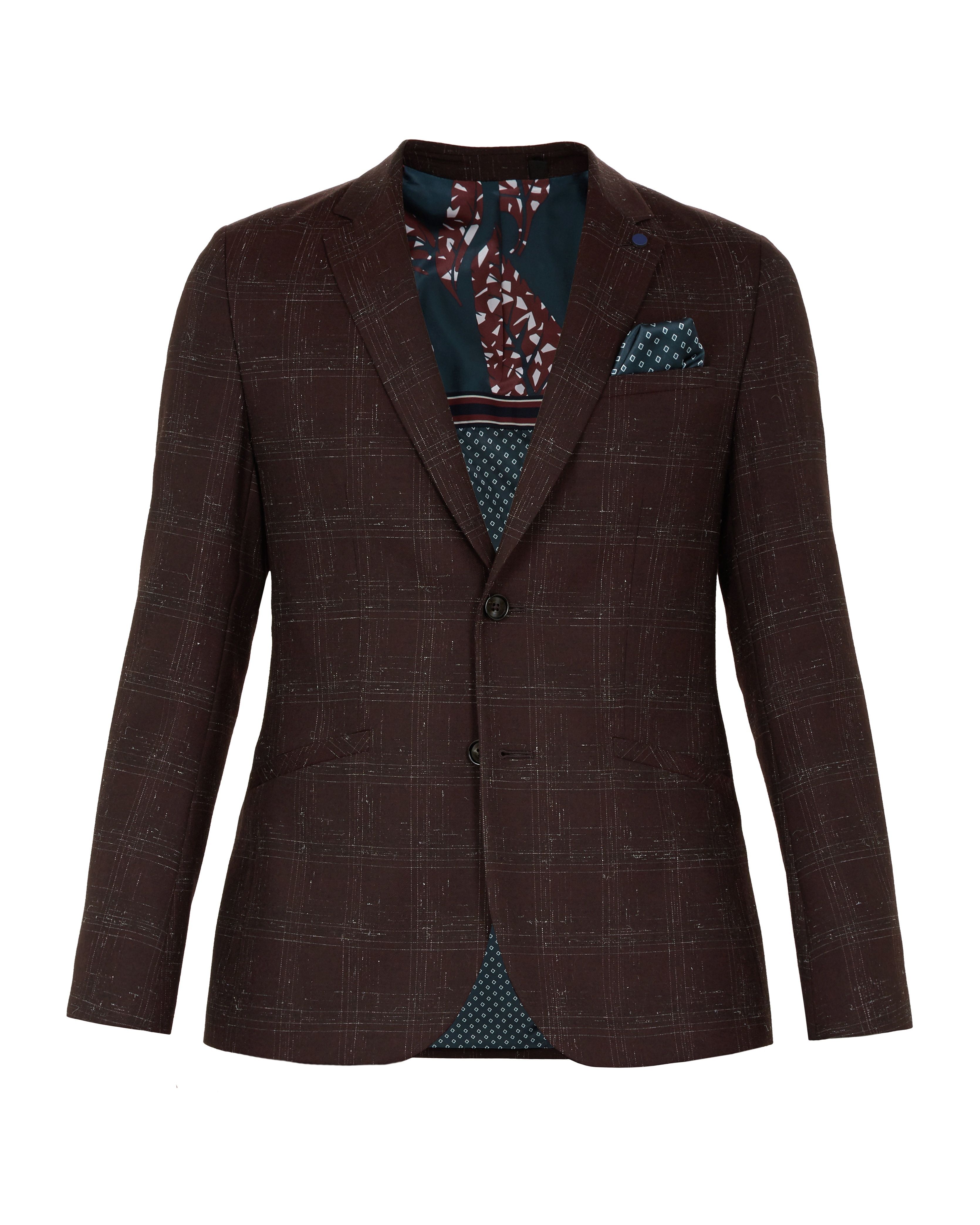 Checked Boucle Wool Suit Jacket