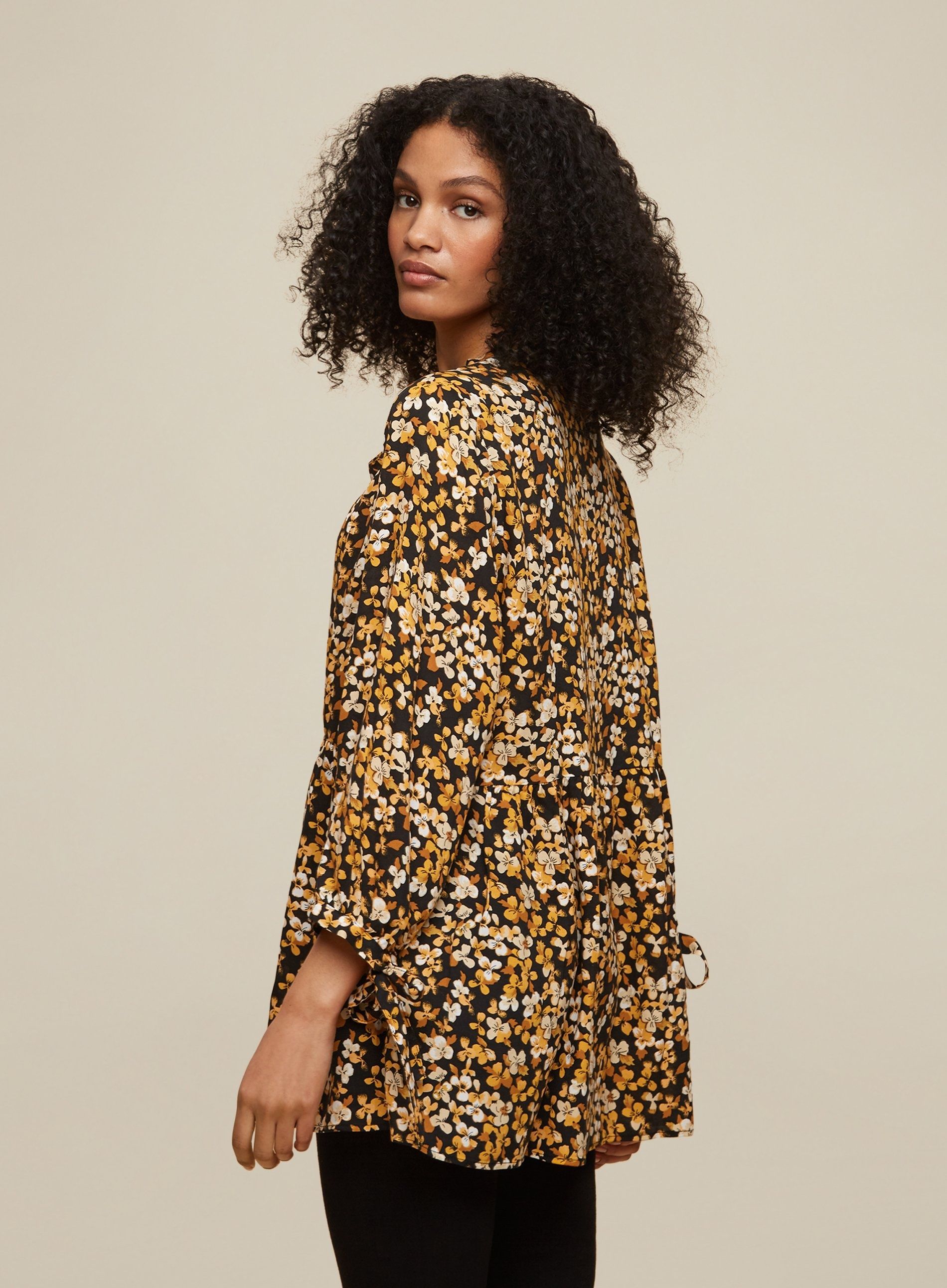 Dorothy Perkins Womens Tall Mid Yellow Floral Smock Woven Top Shirt Blouse