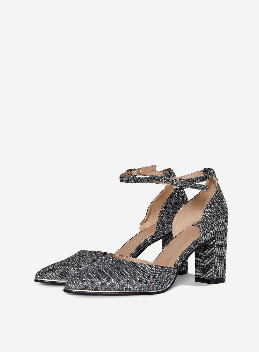 Dorothy Perkins Womens Wide Fit Silver Evoke Two Part Court Shoes
