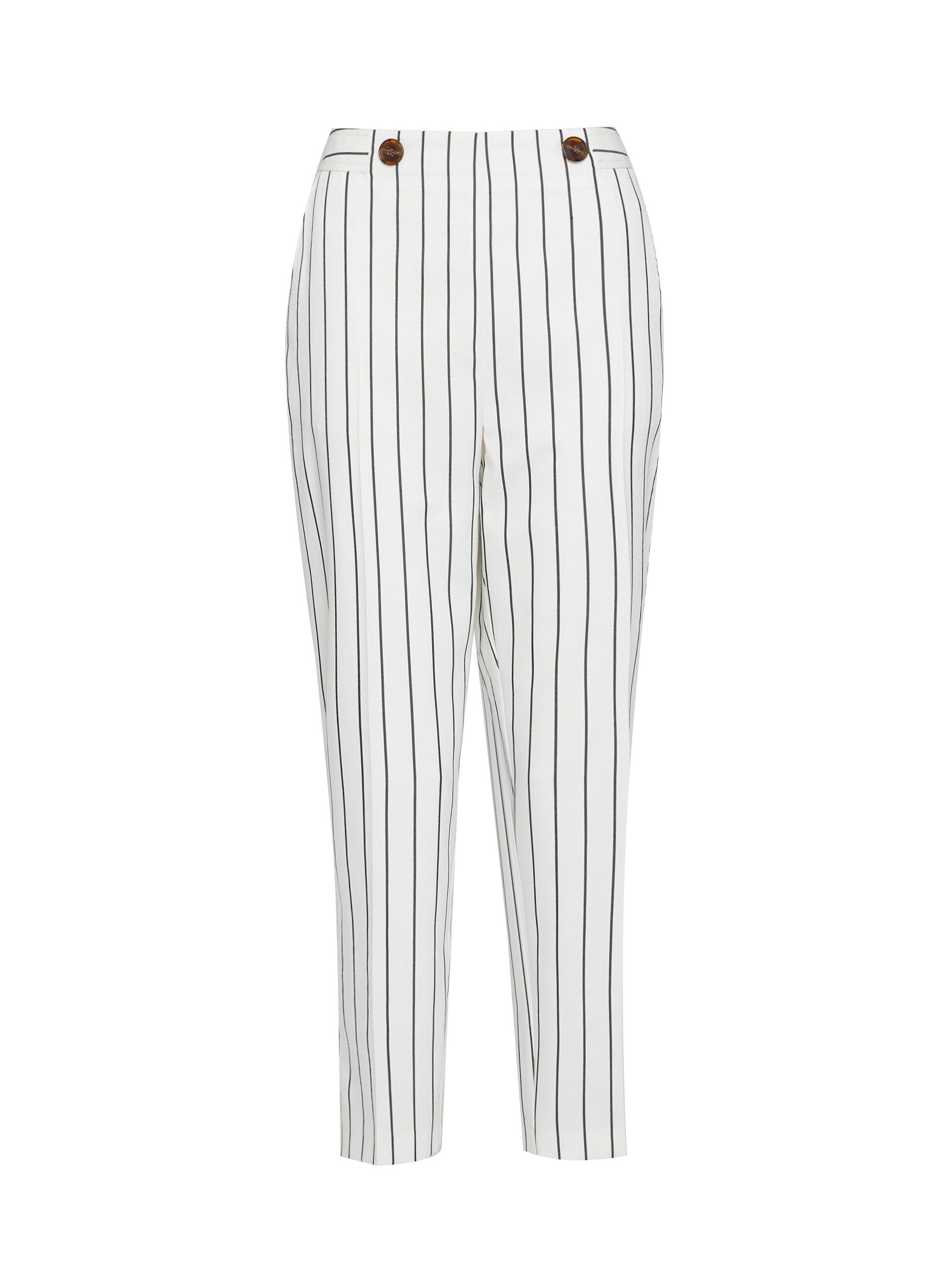 Dorothy Perkins Womens White Pinstriped Tailored Ankle Grazer Trousers ...