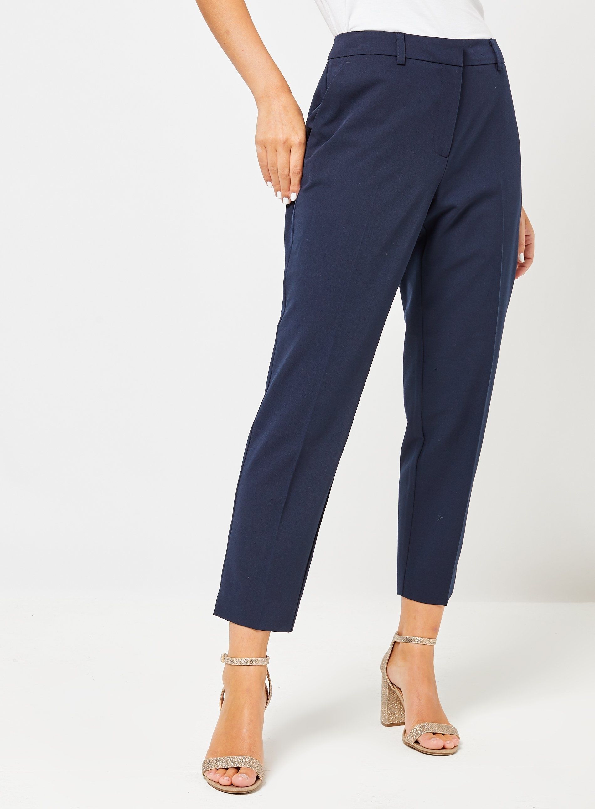 Dorothy Perkins Womens Petite Navy Naples Ankle Grazer Trouser Cropped ...