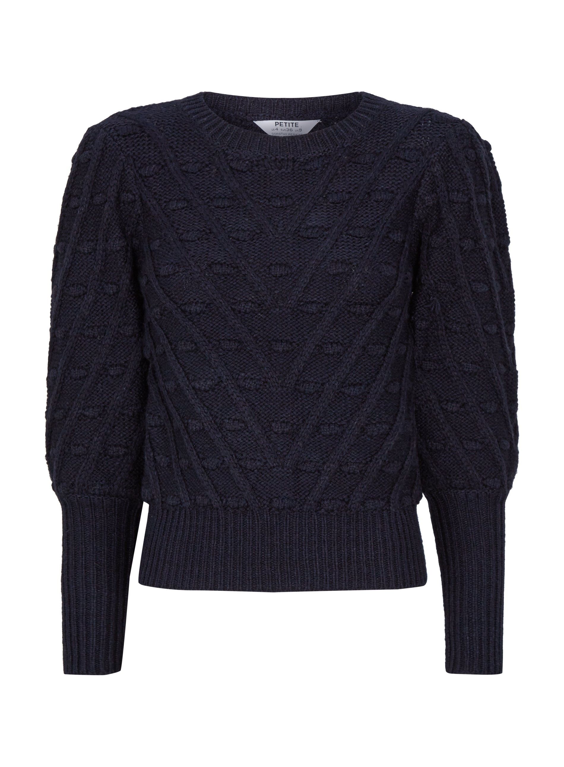 Dorothy Perkins Womens Petite Navy Bobble Jumper Sweater Pullover Top ...