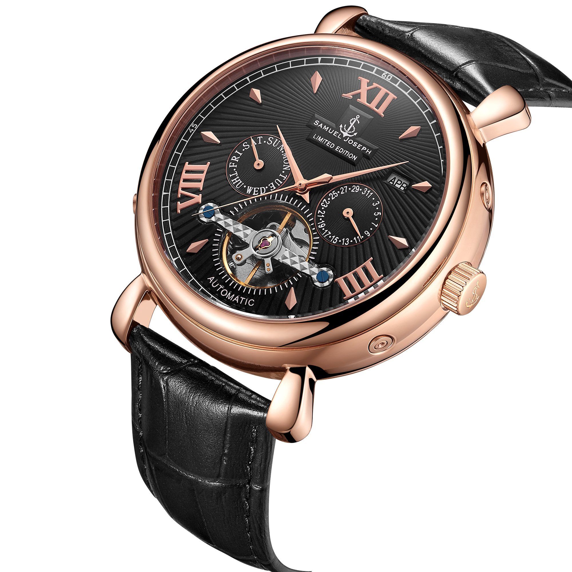Samuel Joseph Limited Edition Rose & Black Automatic Designer Mens Watch