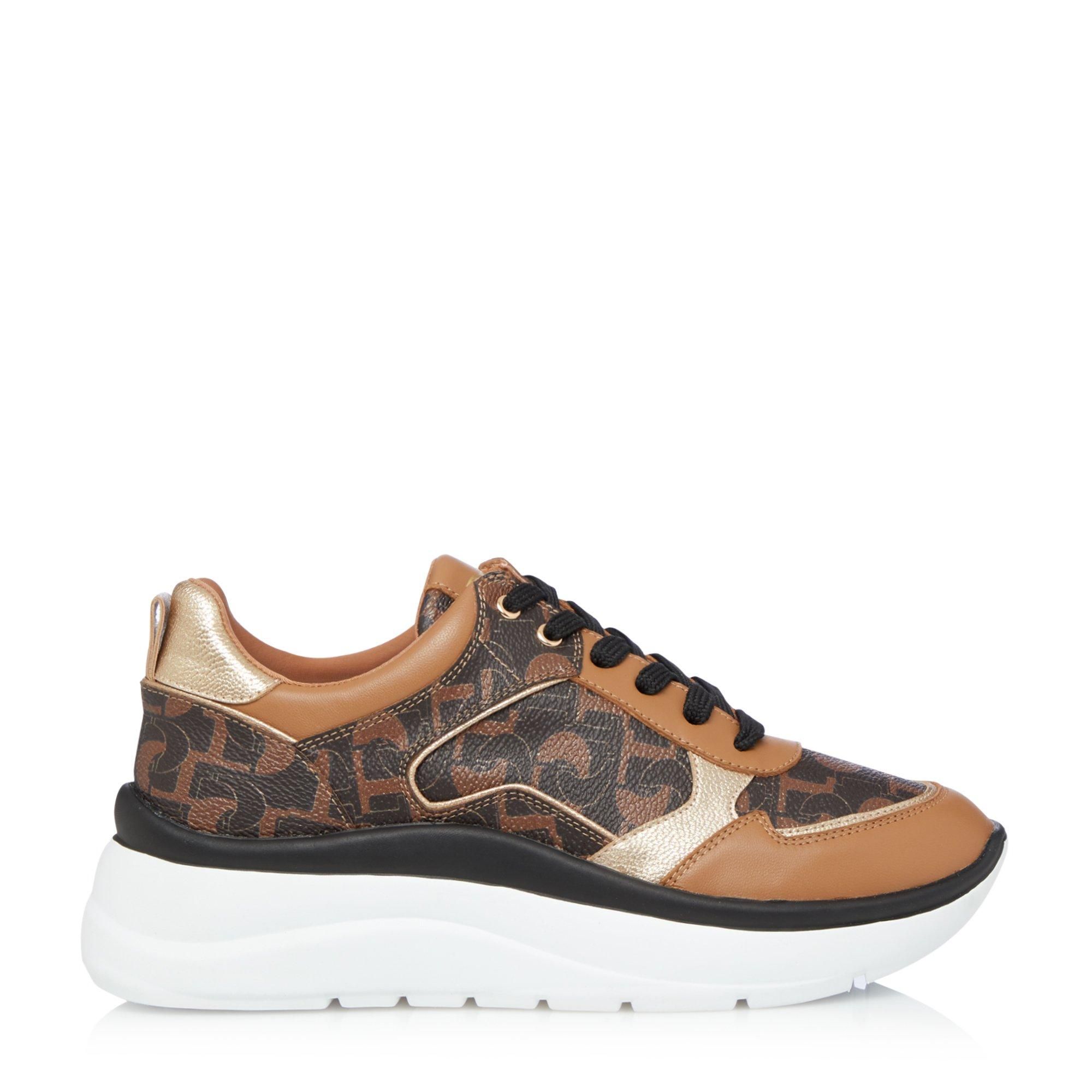 dune black wedge trainers