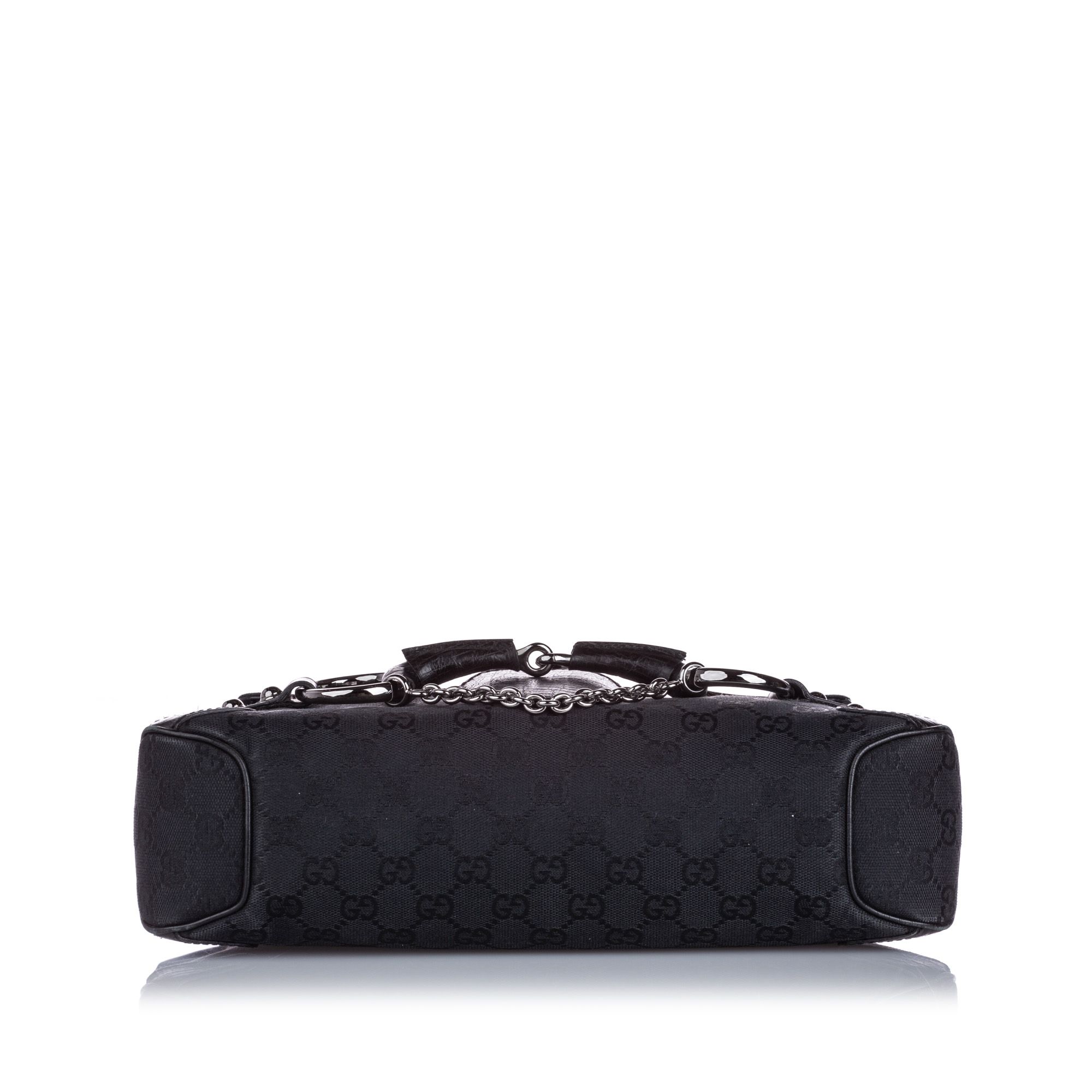 Vintage Gucci GG Canvas Horsebit Shoulder Bag Black
