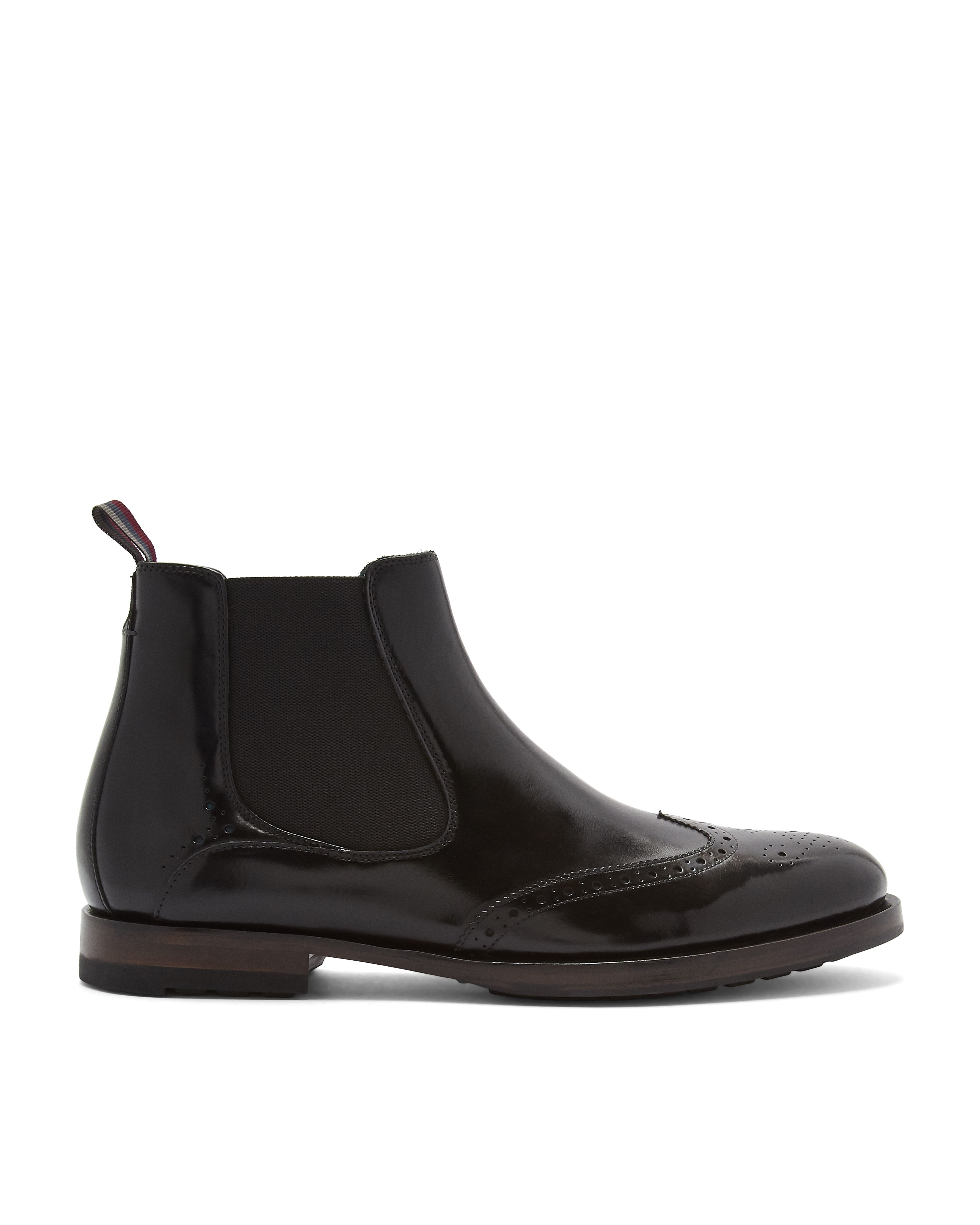 Leather Brogue Detail Chelsea Boots