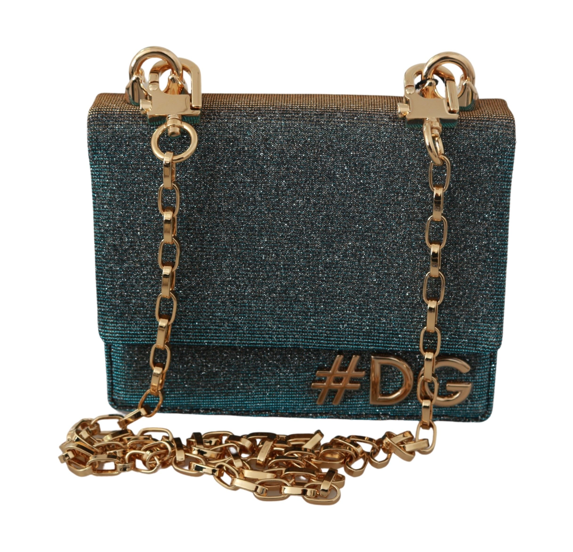 Sinis winnaar eb Dolce & Gabbana Dames Blauw Katoen #DG Gouden Ketting Mini Crossbody Borse  Tas