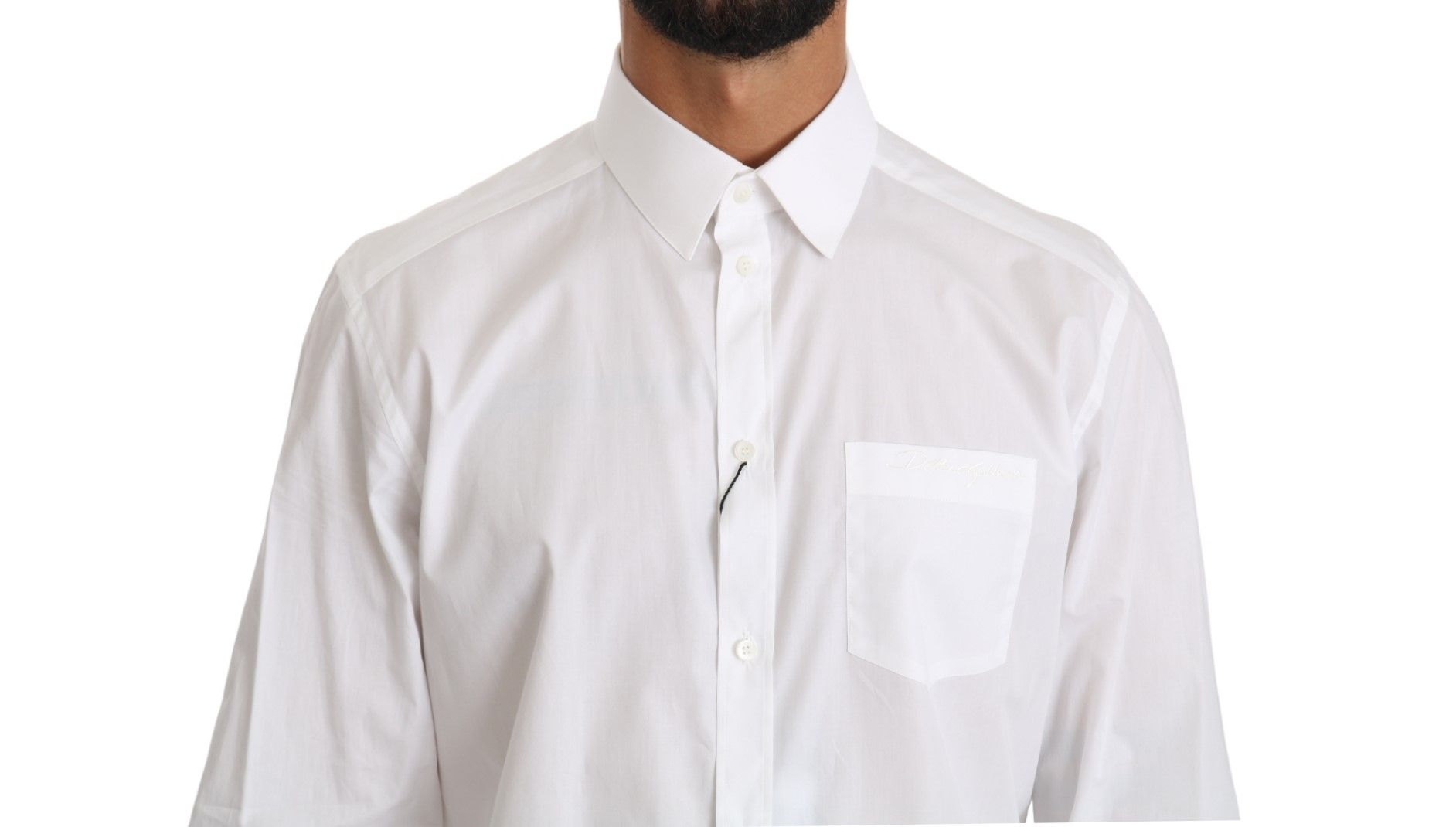 Dolce & Gabbana White Cotton Formal Dress Top GOLD Shirt