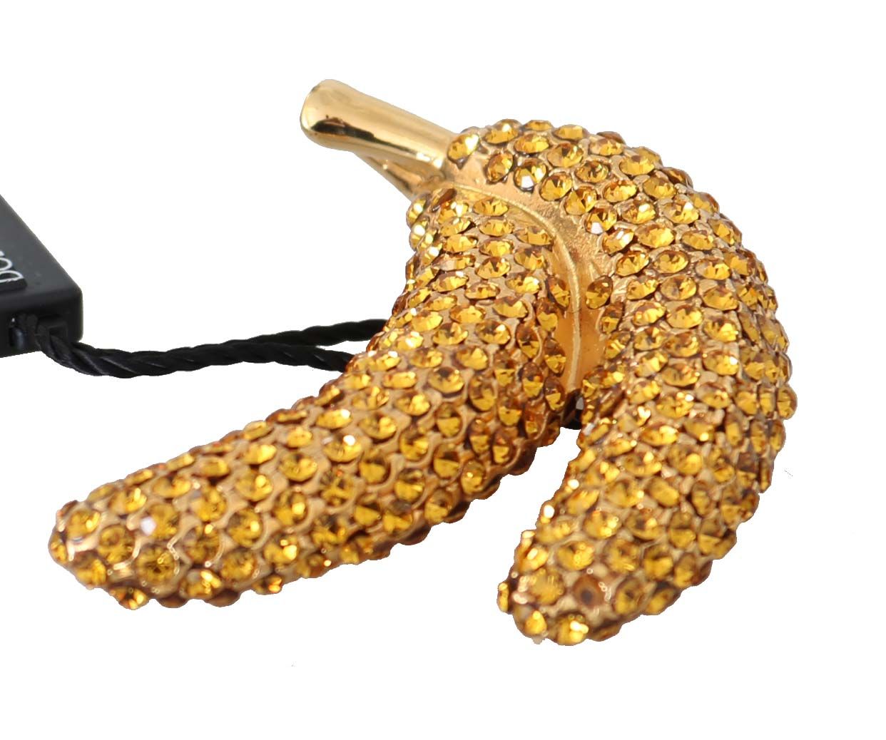 Dolce & Gabbana Banana Gold Yellow Brass Crystal Catwalk Pin Brooch