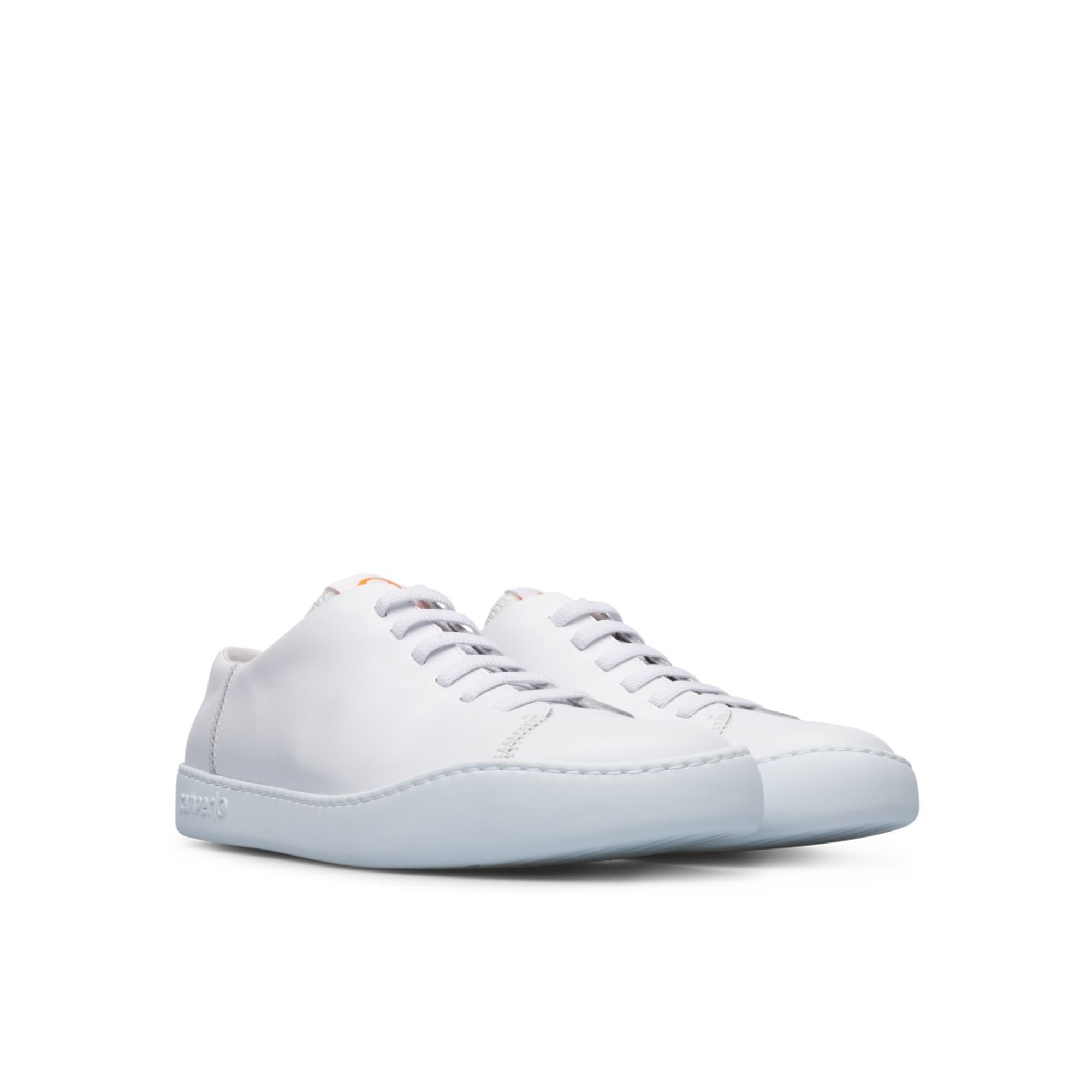 White low-top leather and textile men's sneakers.

Peu Touring is a sportier and more contemporary version of our iconic Peu, enhanced with technical upgrades and a recognizable curve on the outsole.