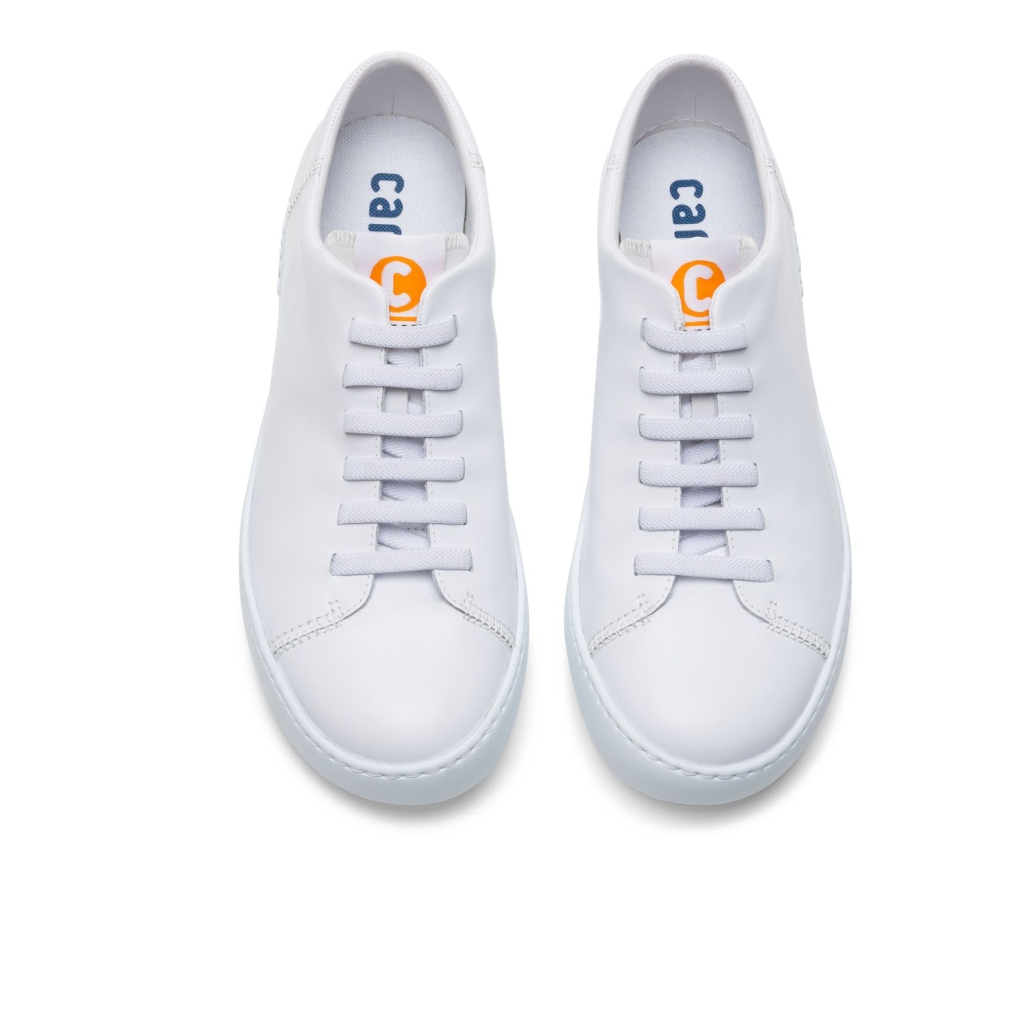 White low-top leather and textile men's sneakers.

Peu Touring is a sportier and more contemporary version of our iconic Peu, enhanced with technical upgrades and a recognizable curve on the outsole.