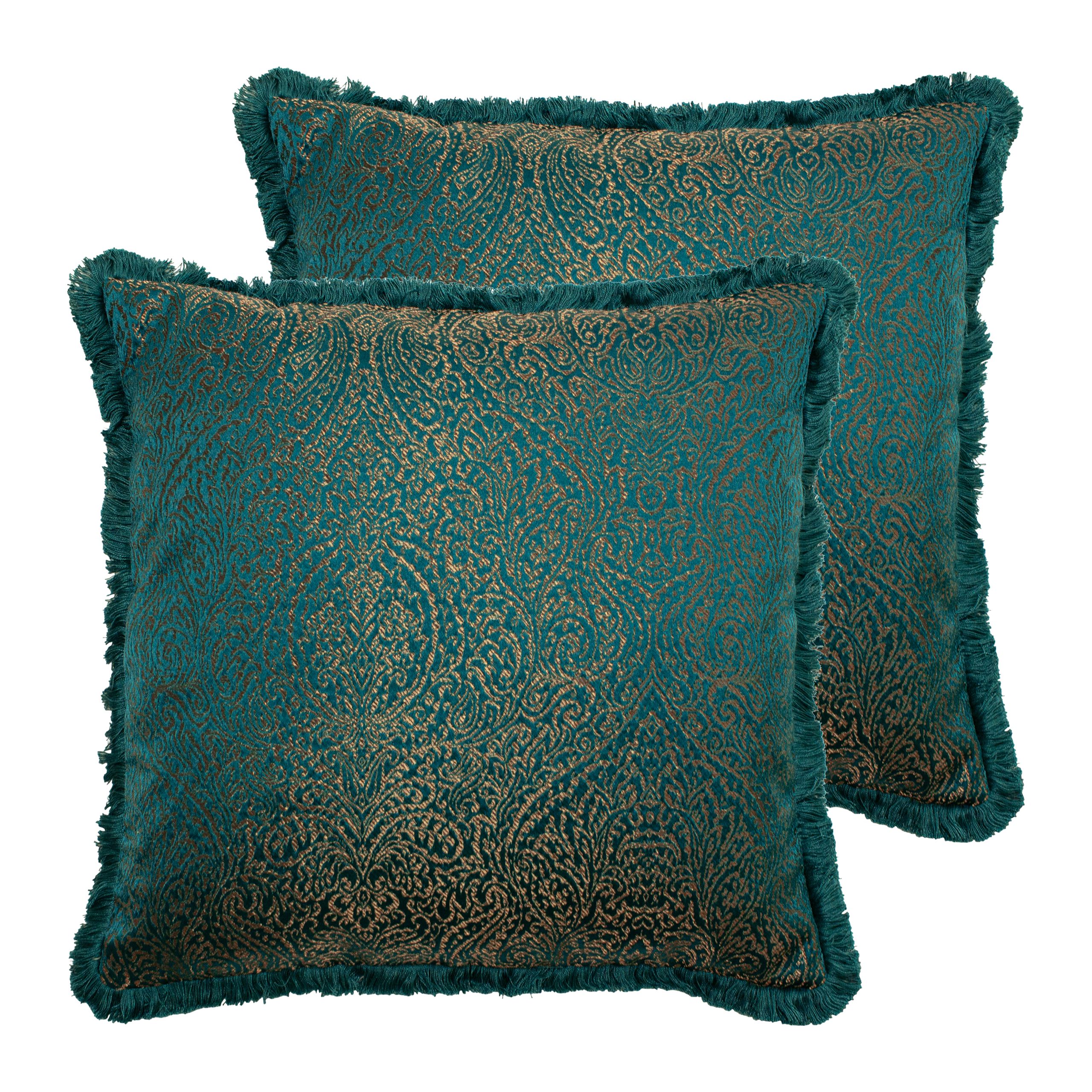 Elegant and luxurious, the Coco cushion features a shimmering silk-look jacquard design and the softest ruffle fringe trim. Style in front of pillows on the bed, or on any sofa or chair for instant opulence.