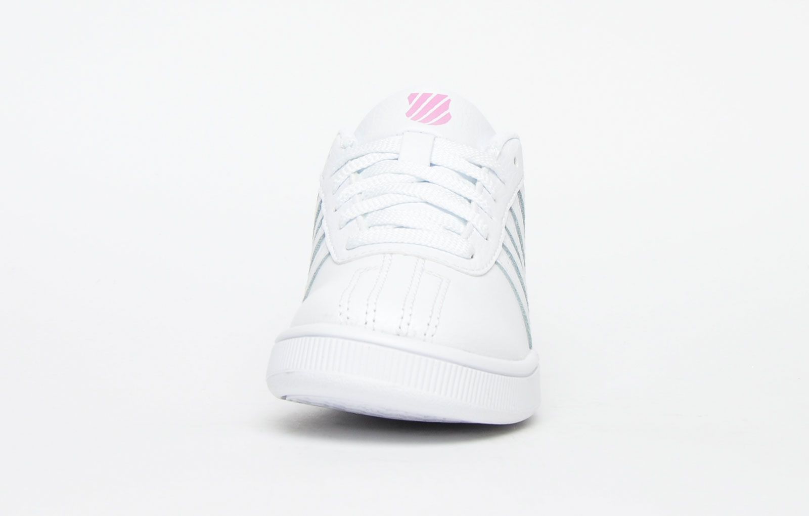 <p>The K Swiss Classic Pro is a classic low-top trainer constructed in a luxe white leather upper with the brand's iconic 5-stripe design adorning the sides, with an shield logo on the tongue, delivering a pristine designer look which anyone would be proud to wear. K Swiss trainers combine quality, style and performance all rolled into one and this K Swiss Classic Pro is no exception, with its intricate decorative stitch detailing and traditional lace up fastening to keep your feet firmly in place, the Classic Pro is a timeless style offering a dynamic look. <br></p><br> <p class=