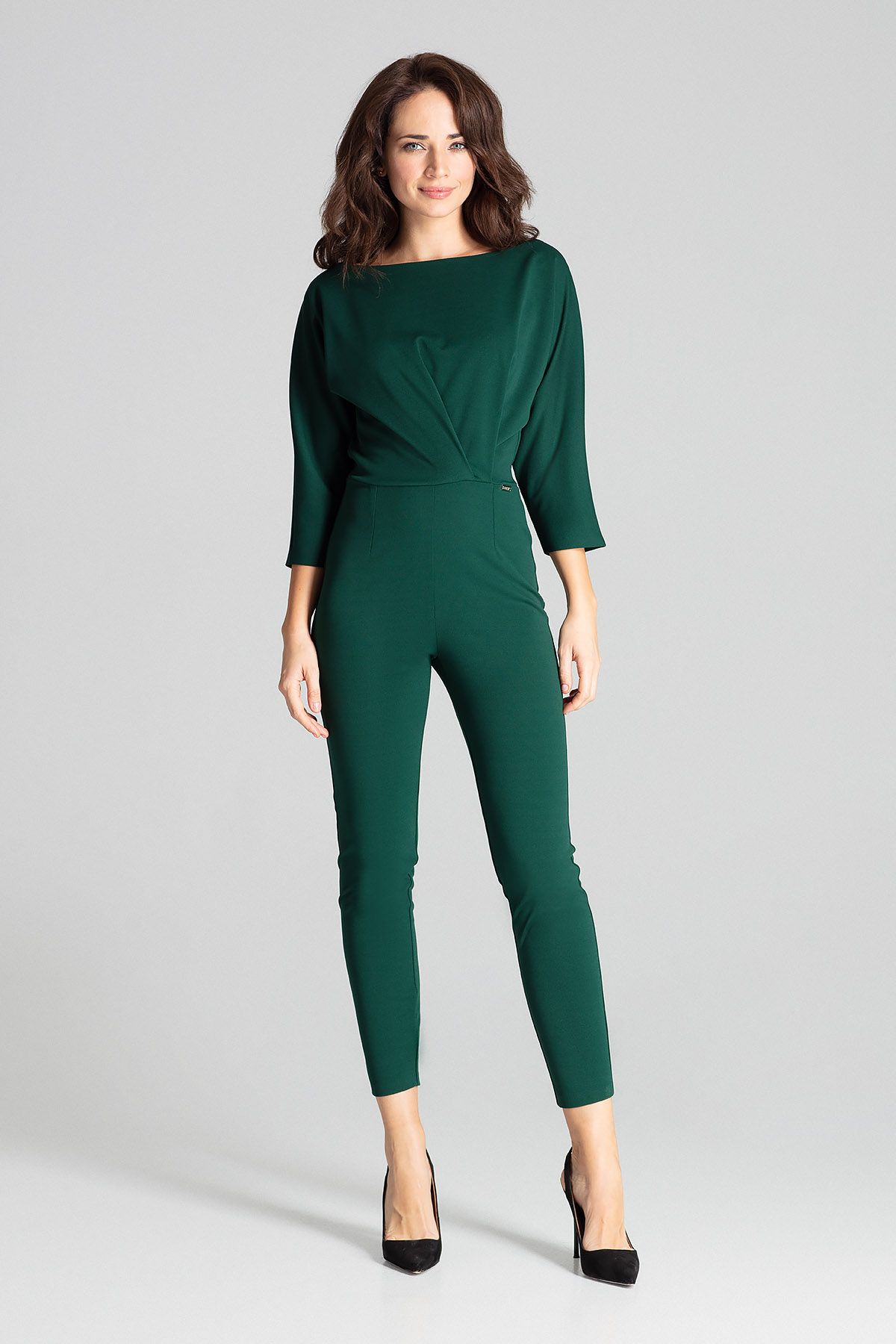 Green Jumpsuit With 3/4 Sleeves