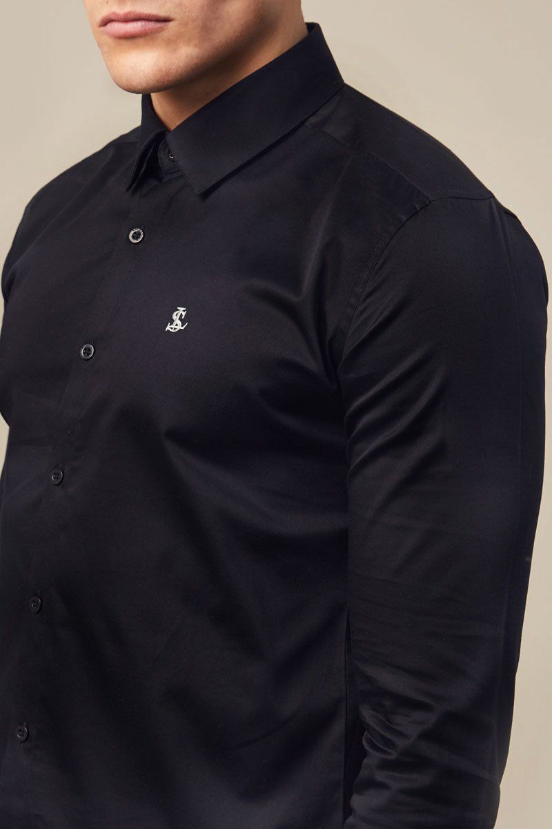 Slim fit cotton shirt, Muscle fit, Strech fabric, Full sleeve shirt with luxe sheen finish, prefect for daytime and evening wear.