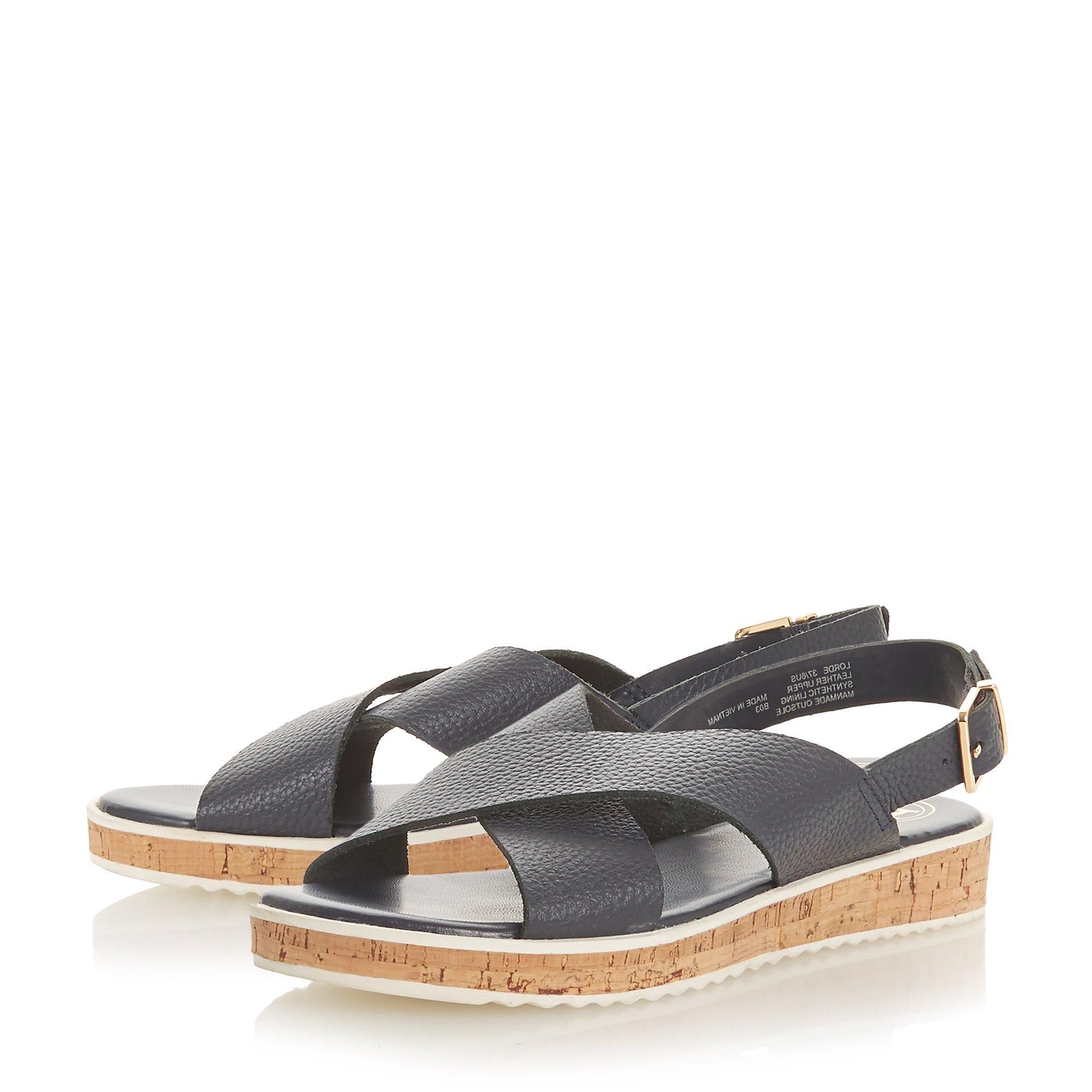 Dune Ladies LORDE Cross Strap Flat Sandals