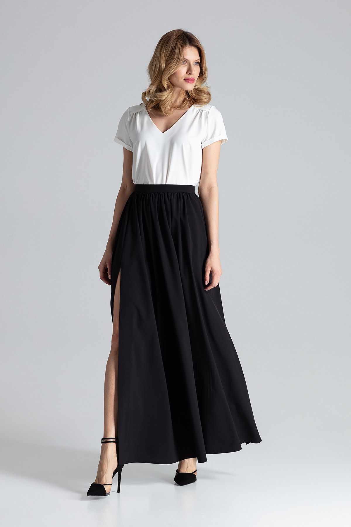 Black Maxi Wide Skirt