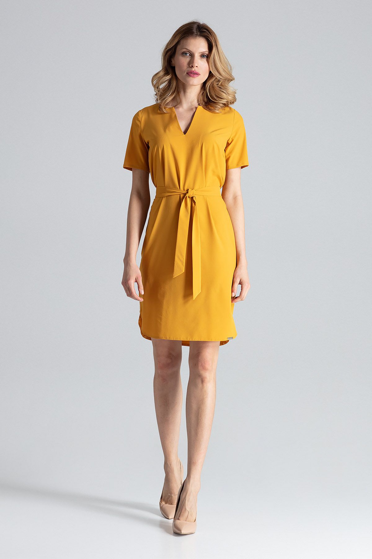 Mustard Behind The Knee Dress