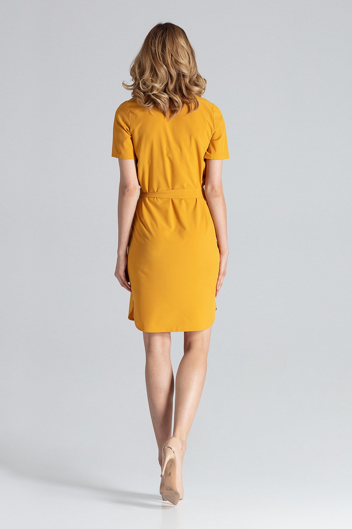 Mustard Behind The Knee Dress