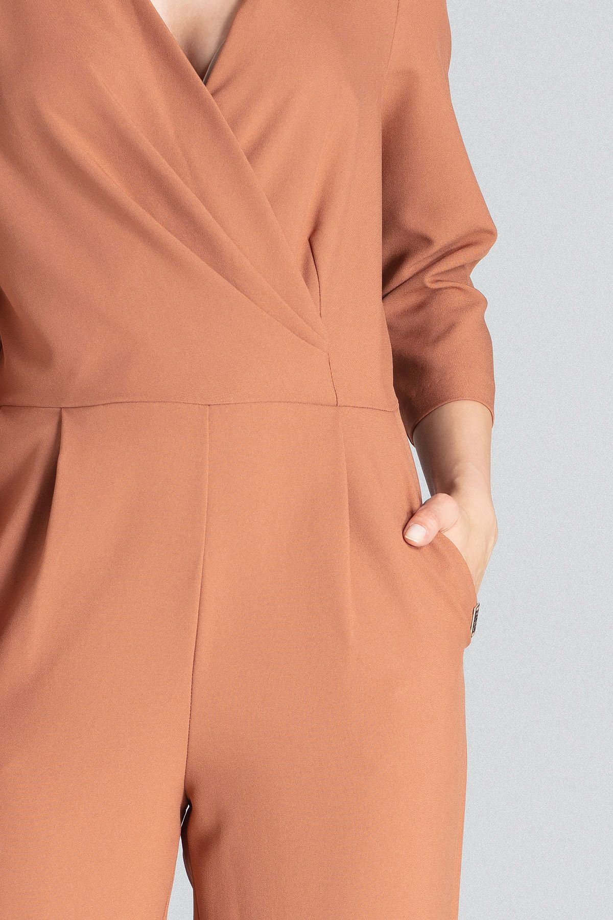 Brown EnvelopeNeck Jumpsuit