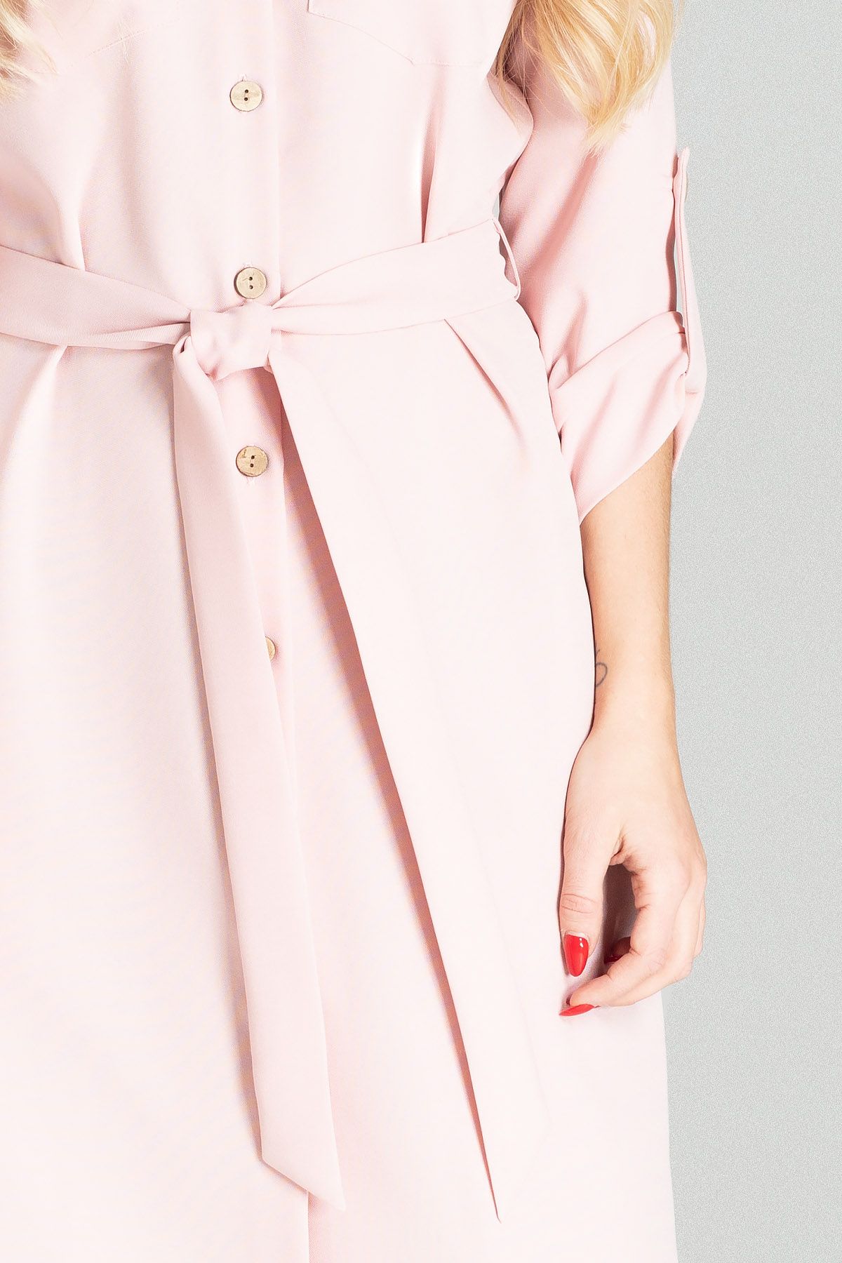 Light Pink Long Shirt Dress