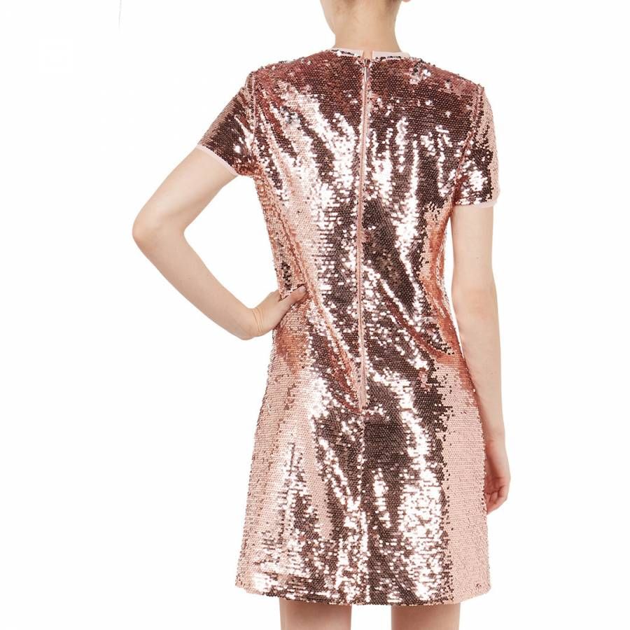 Embroidered Sequin Shift Dress