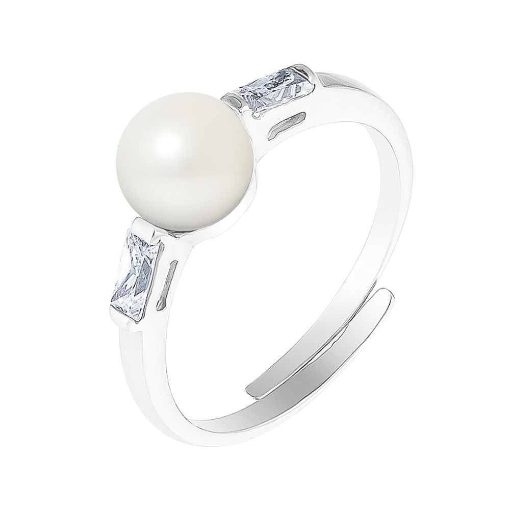 DIADEMA - Massive Ring with Freshwater Pearl - Pure White Collection