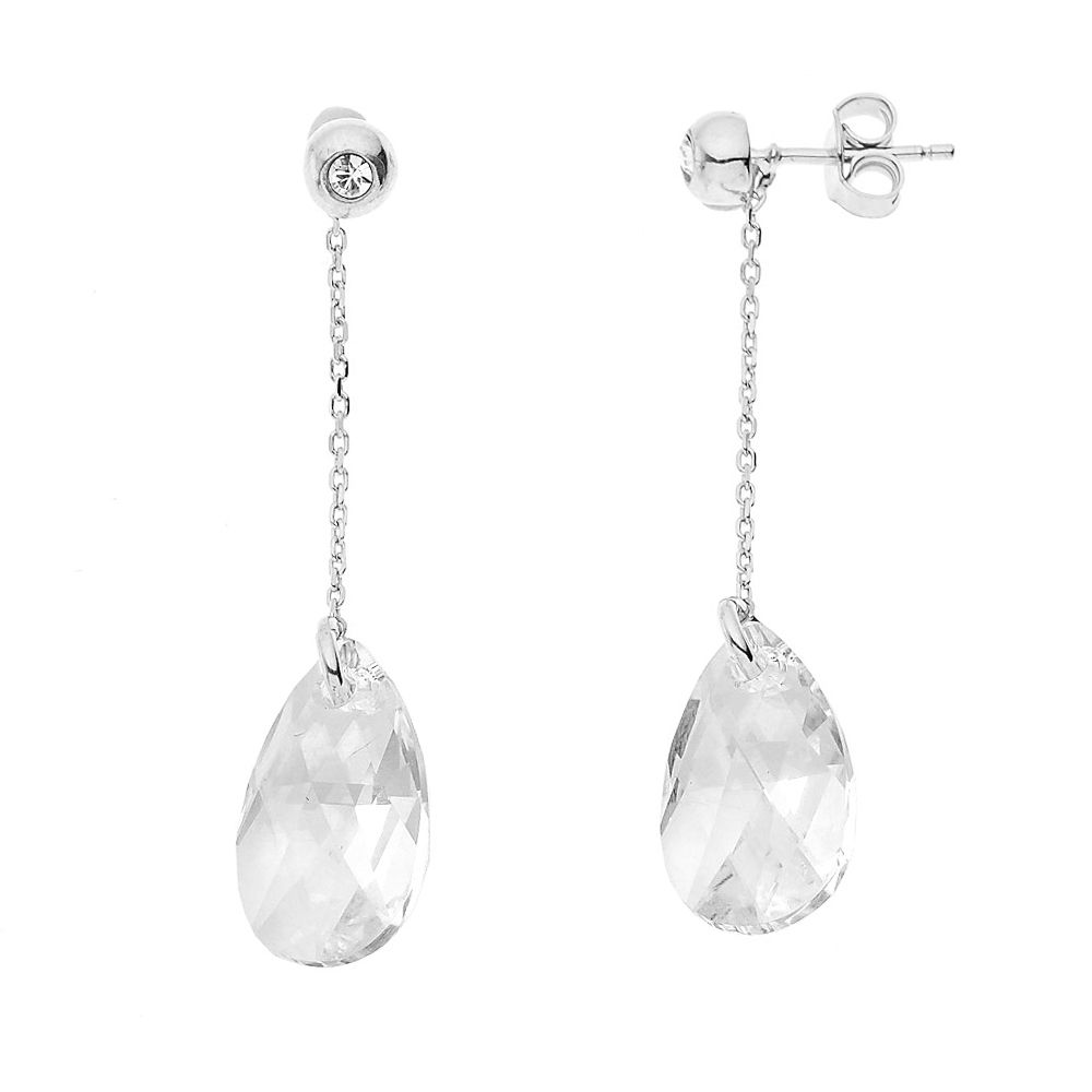 Earrings Forever Swarovski - Drops in Real Swarovski Crystal - Silver 925 ths - strollers system - Our jewellery is made in France and will be delivered in a gift box accompanied by a Certificate of Authenticity and International Warranty