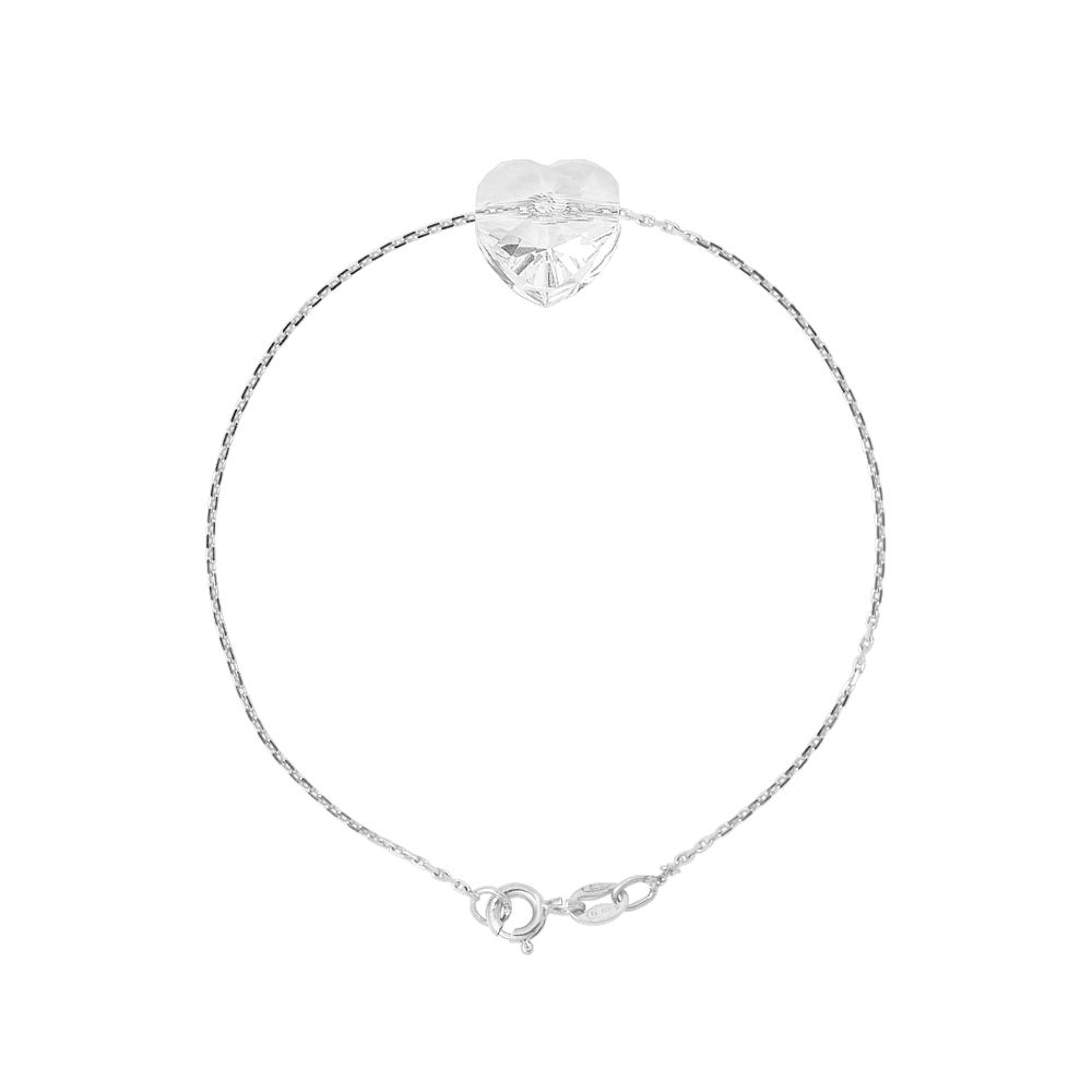 Bracelet Swarovski Heart - Heart in Genuine Swarovski Crystal - Chain 925 Sterling Silver - Length 7in,7 in, 18cm - Our jewellery is made in France and will be delivered in a gift box accompanied by a Certificate of Authenticity and International Warranty
