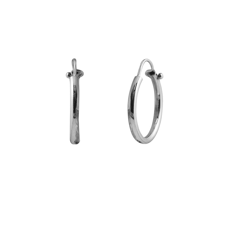 Earrings Hoops- Diameter Tube 2 mm - Diameter Hoops 2 cm - Silver 925 Rhodium Plated - Our jewellery is made in France and will be delivered in a gift box accompanied by a Certificate of Authenticity and International Warranty
