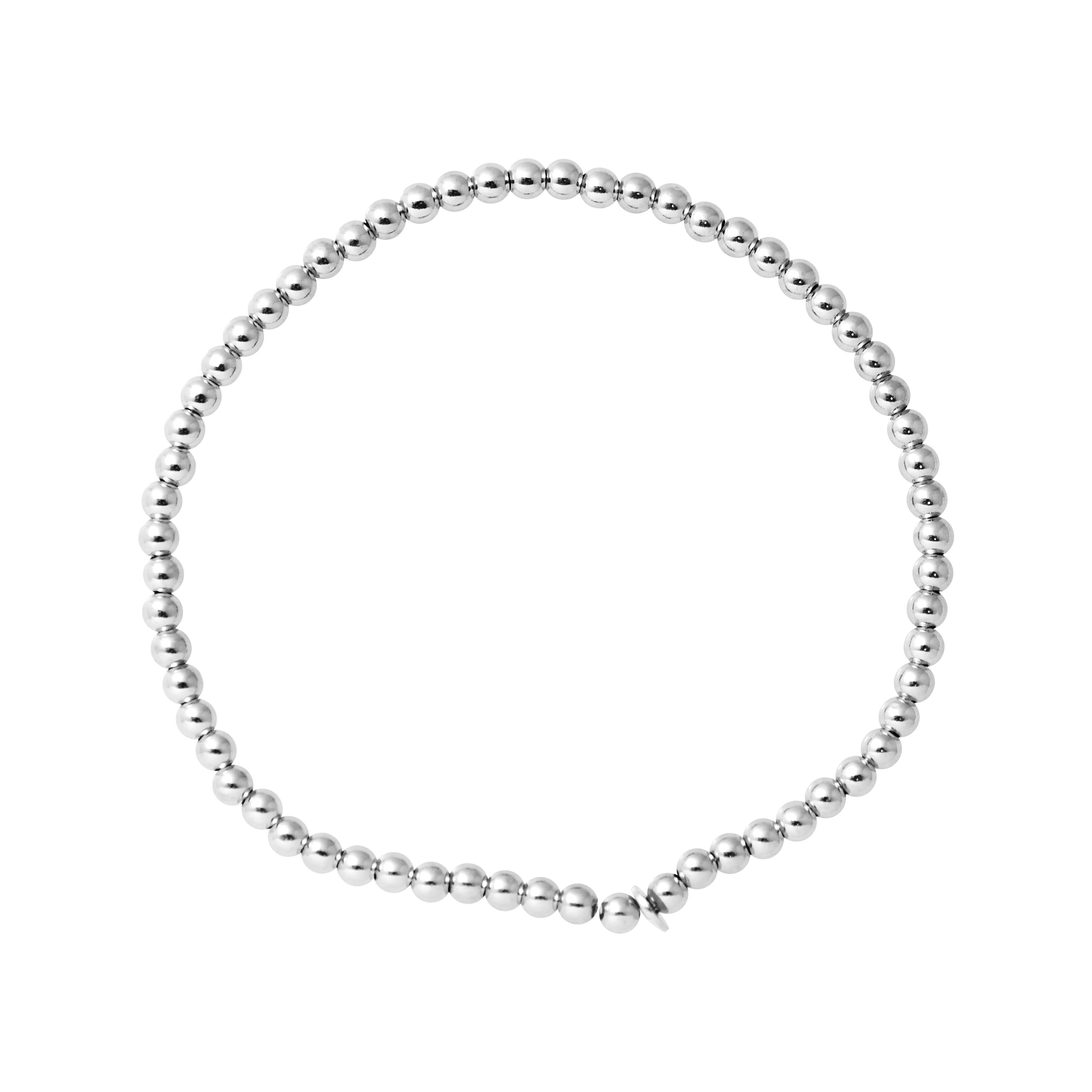 Elasticated Bracelet - Silver Balls 3 mm Diameter - Suitable for wrist 5,5 to 8in,14 to 20 cm in diameter - Silver 925 thousandths Rhodium Plated - Our jewellery is made in France and will be delivered in a gift box accompanied by a Certificate of Authenticity and International Warranty