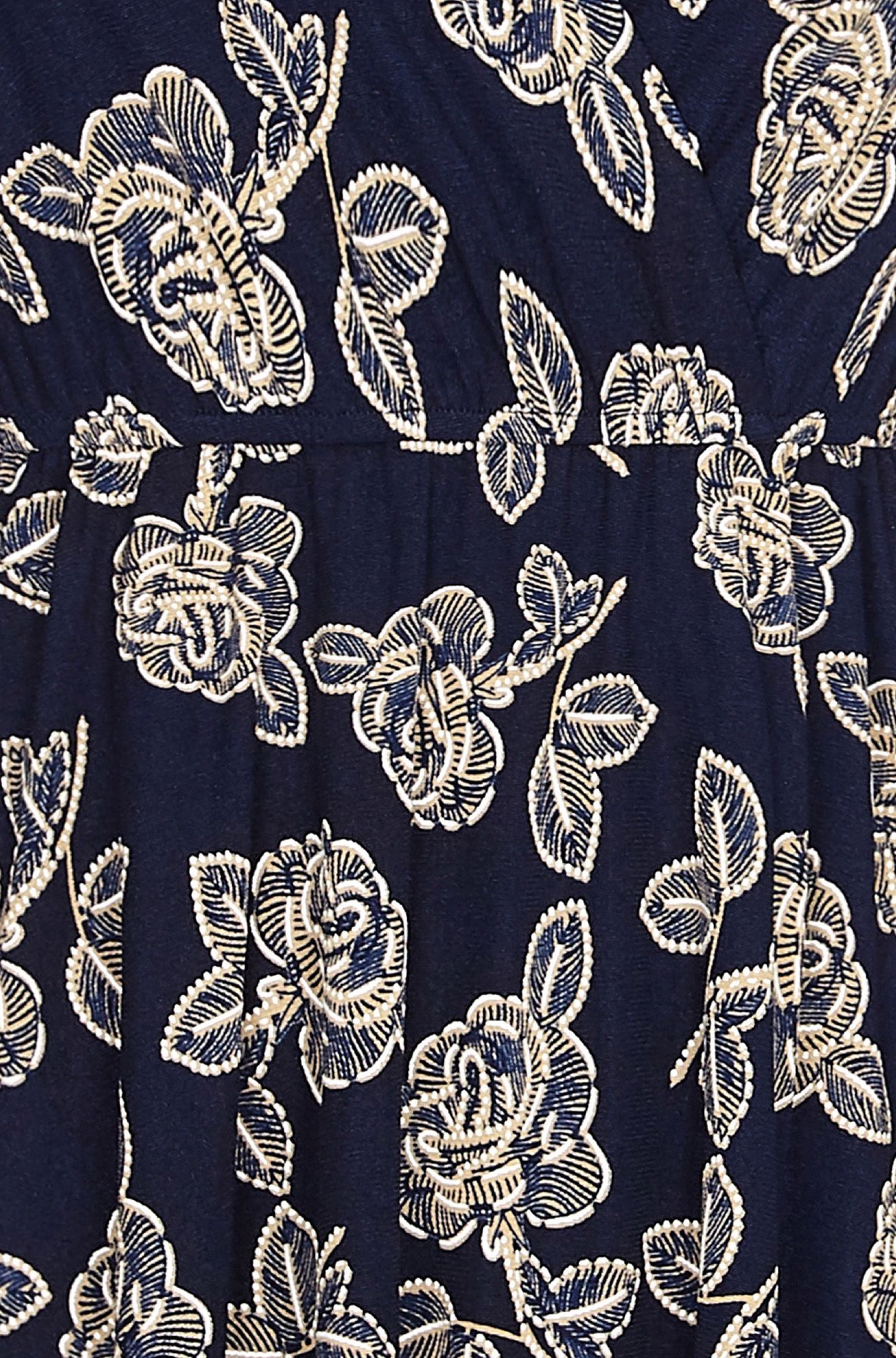 Navy Flower Print Wrap Dress