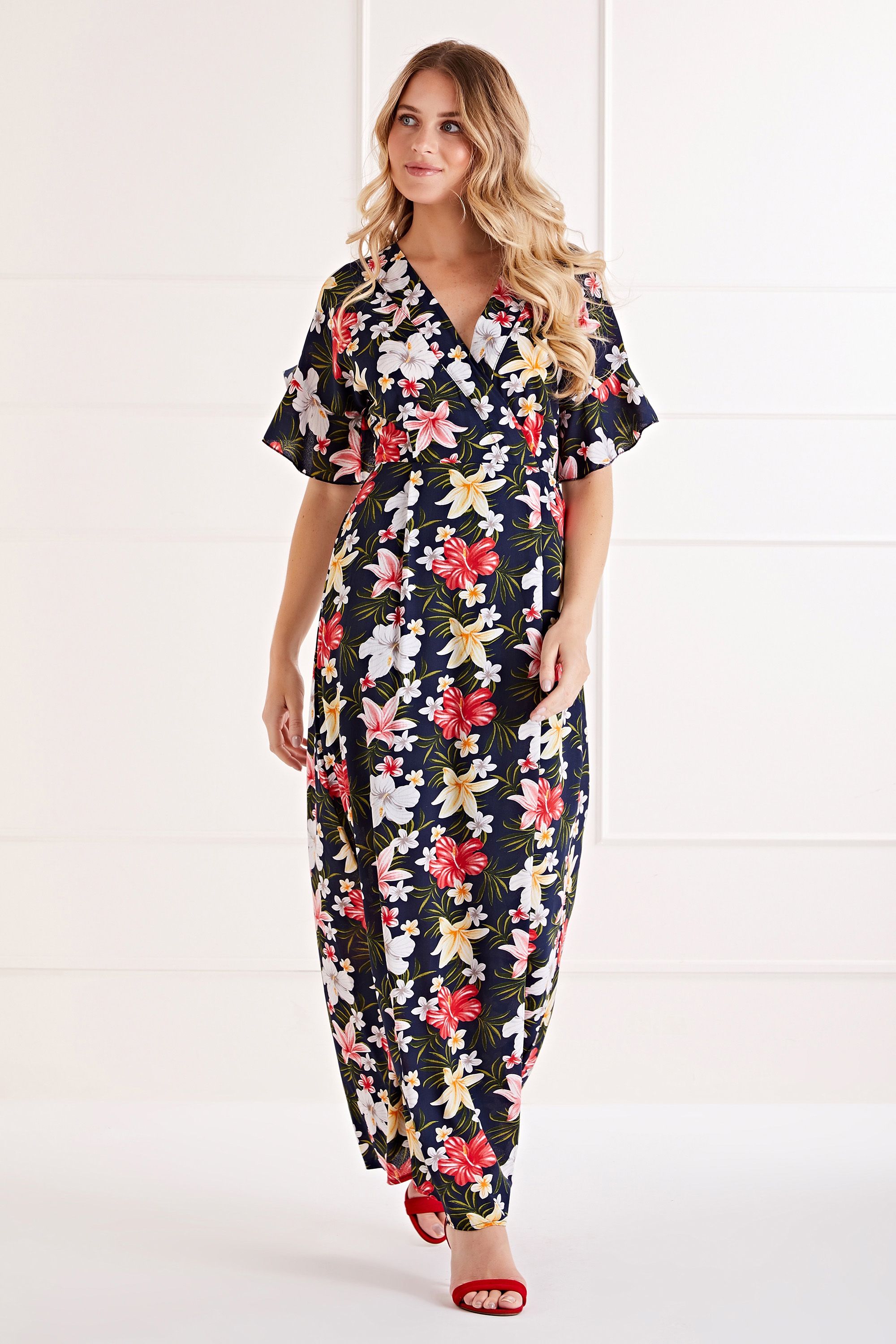 Mela London Frangipani Flower Maxi Dress